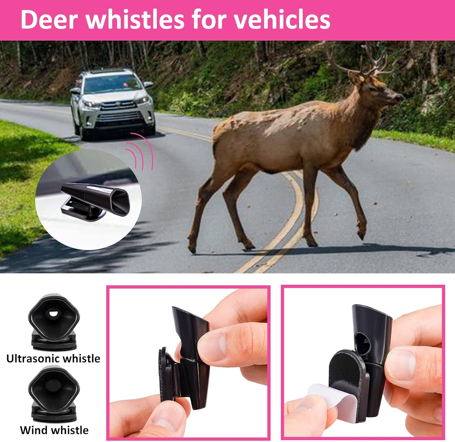 HLWDFLZ Car Roadside Emergency Kit - Pink Assistance with Jumper Cables, Auto Repair Tool Set, Deer Whistles, Winter Safety Assist for Teen Girl and Ladies image number 6