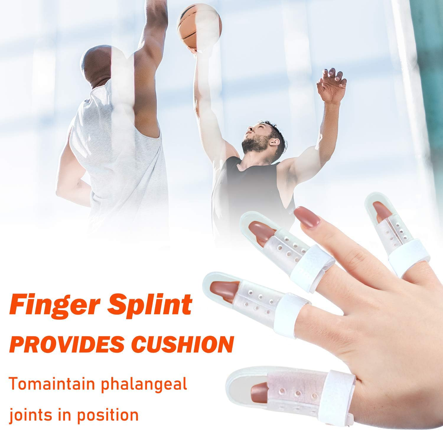 5Pieces Finger Splints for Mallet Finger and Arthritis, Adjustable Support Brace for Finger, Thumb Straightening (Clear 5 Sizes) image number 2