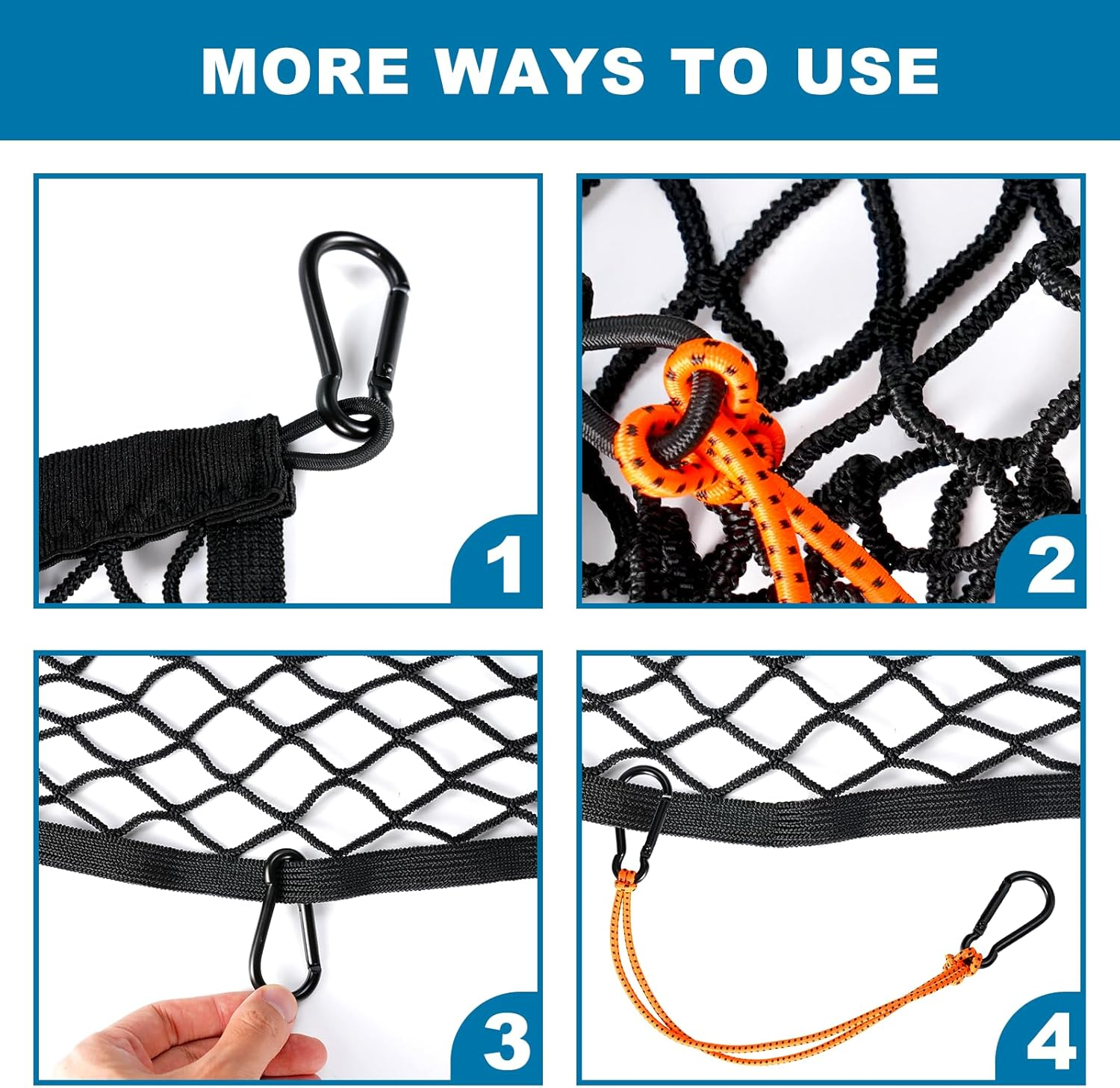 Juyverq Cargo Net for Pickup Truck Bed, Highly Elastic Truck Bed Cargo Net, 4' X 4' Stretchable to 8' X 8', Truck Bed Cargo Mesh Organizer, for Daily Light Loads of Trucks image number 1