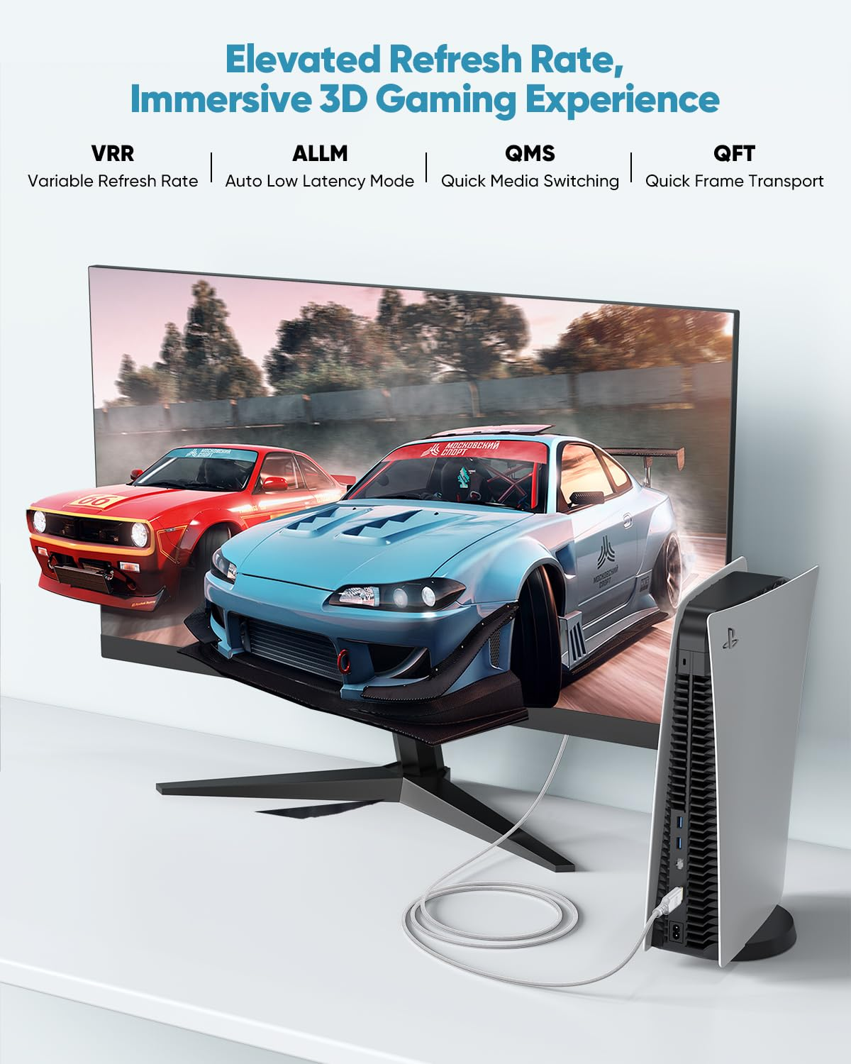 UVOOI 8K White HDMI Cable 6.6FT/2M, 48Gbps Ultra High Speed HDMI 2.1 Cable Earc Braided HDMI Cord with 8K@60Hz, 4K@120Hz, HDR10+, Dolby, 3D, HDCP2.3 for Laptop/Monitor/Hdtv/Soundbar/Blu-Ray/Ps5/Xbox