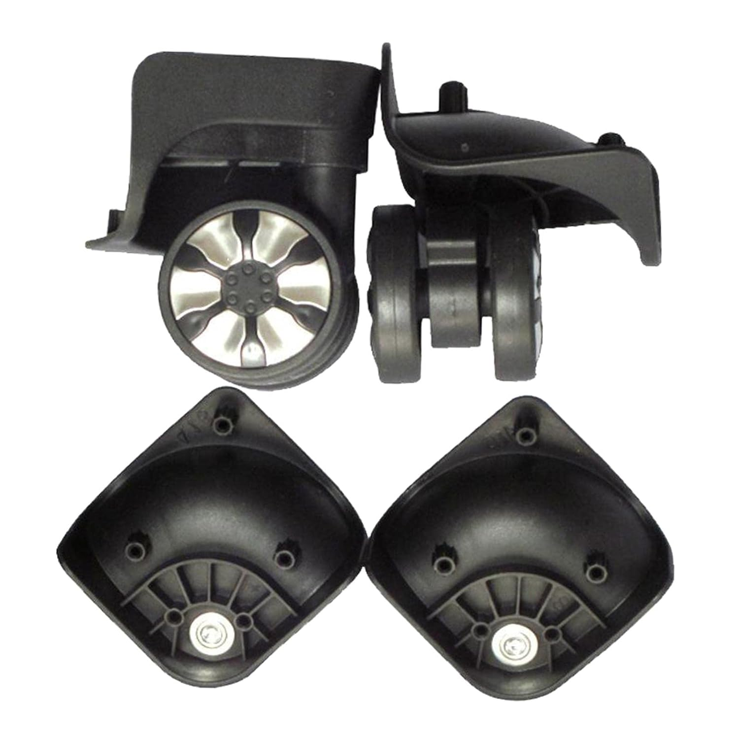 Qianly 2Pcs Swivel Wheel Luggage Suitcase Casters Swivel Wheel Replacement Black, A78 Black, 5.3Cm image number 2