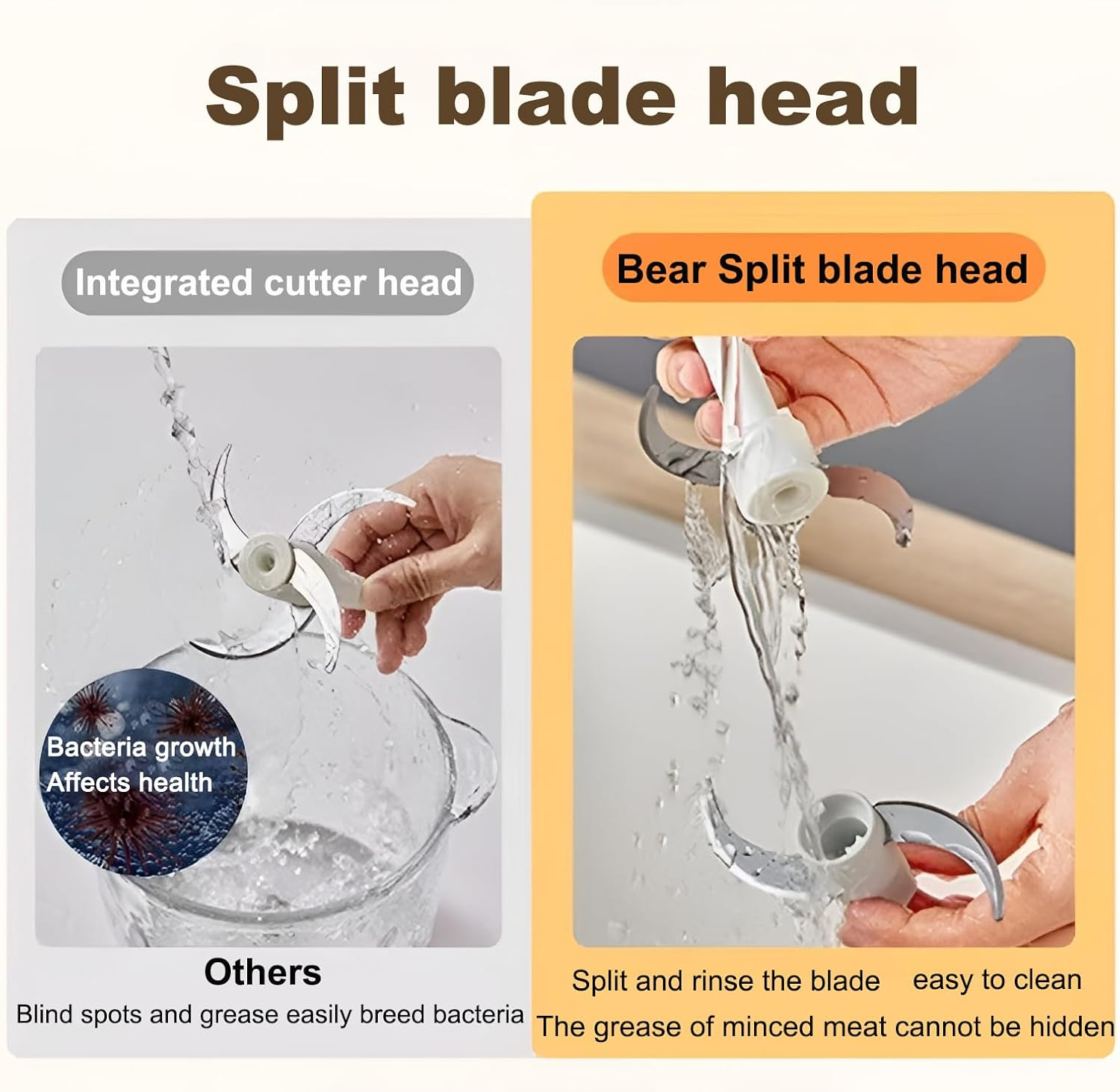 Electric Food Processor, 2L Electric Chopper with Meat Grinde&Rgarlic Chopperr, Multi-Functional Cuisine Blender with 4-Blade X-Blade for Grinding Meat and Vegetables Kitchen Utensils image number 4