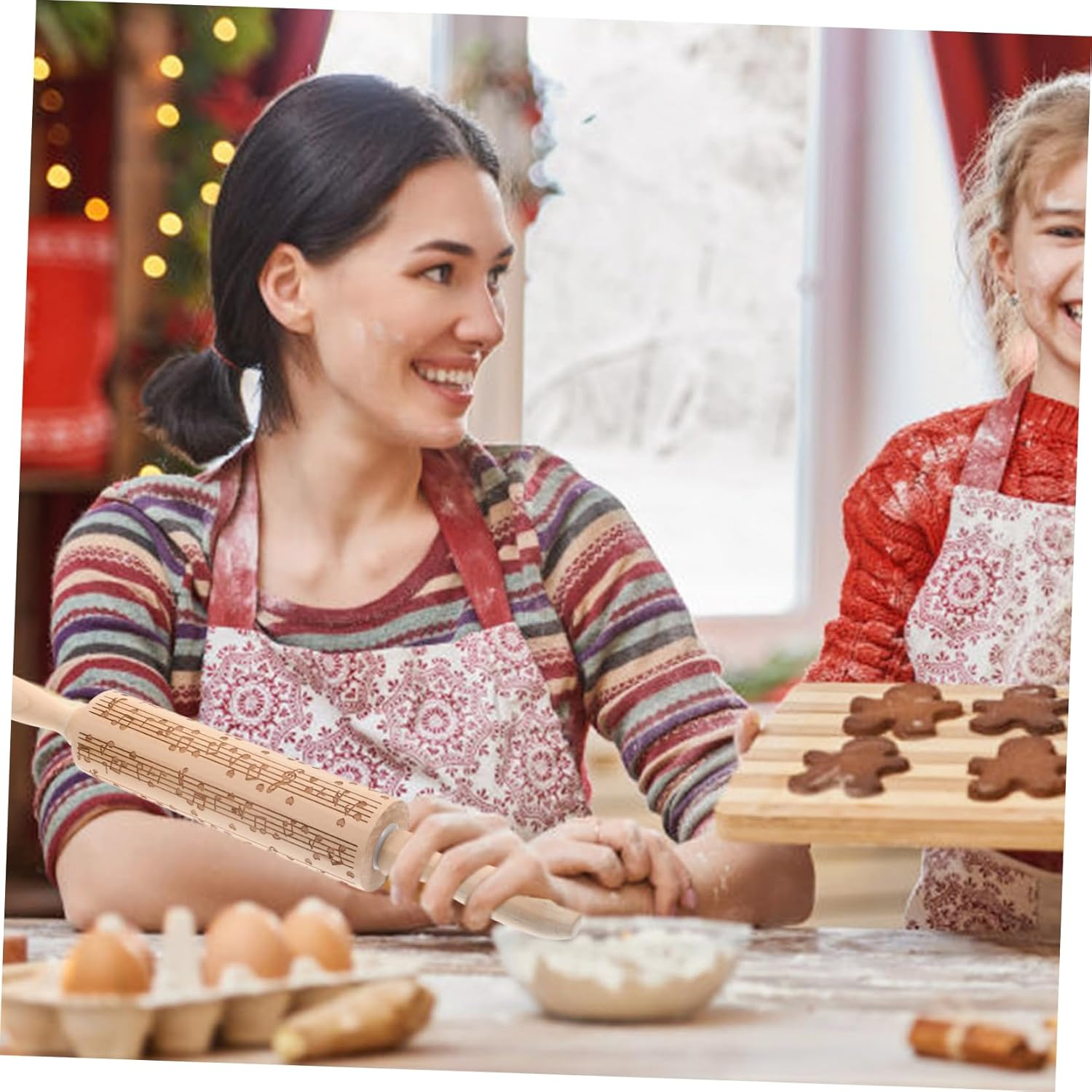 5Pcs Non-Stick Wooden Dough Roller Multi-Use Rolling Pin for Baking Dough Pressing Tool for Pasta Making and Kitchen Use image number 5