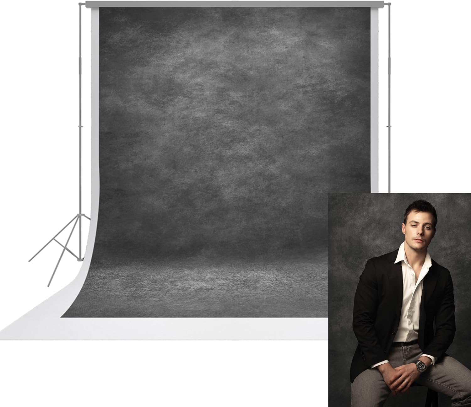Urctepics 8X10Ft Professional Dark Gray Portrait Backdrop Abstract Textured Backdrops for Photography Vintage Headshot Background image number 4