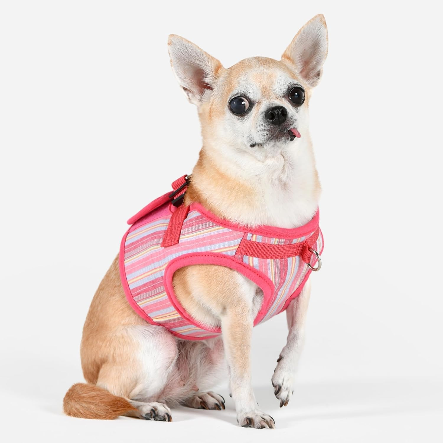 Puppia Theros Dog Vest Harness B (Step-In) Fashionable Striped Pattern Spring Summer Harness for Small and Medium Dogs, Pink, Large image number 2