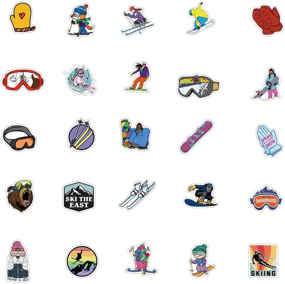 50Pcs Ski Sports Stickers Skateboard Vinly Decal Suitcases Walls Bicycles Cars Luggage Helmets Campers Backpacks for Kids Teens image number 3