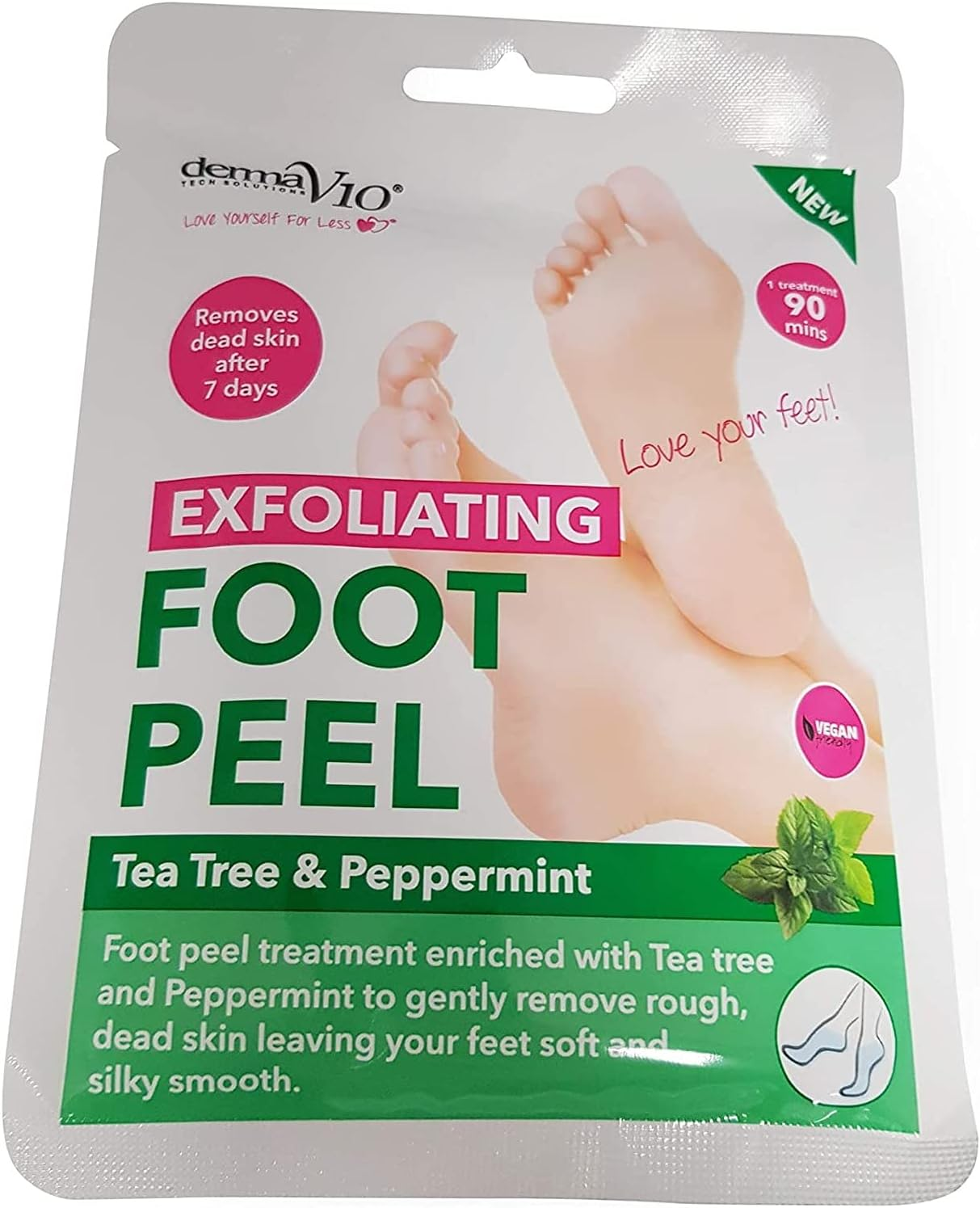 Dermav10 Exfoliating Foot Peel Tea Tree and Peppermint 1 Pair image number 2