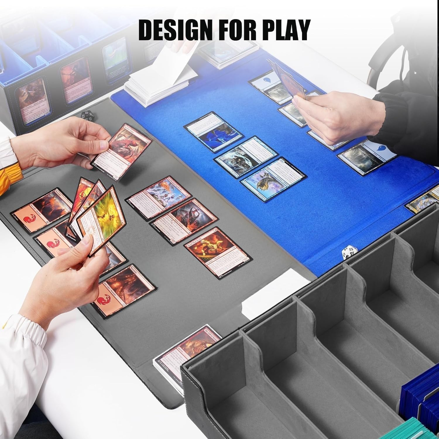 Cyperever Trading Card Storage Box with Commander Display, 5-Row Deck Case with Removable Lid; 3900+ Card Deck Box for MTG TCG Sports Cards, 5 Toploaders, 5 Stoppers, 48 Dividers,1 Dice Tray (Black) image number 4