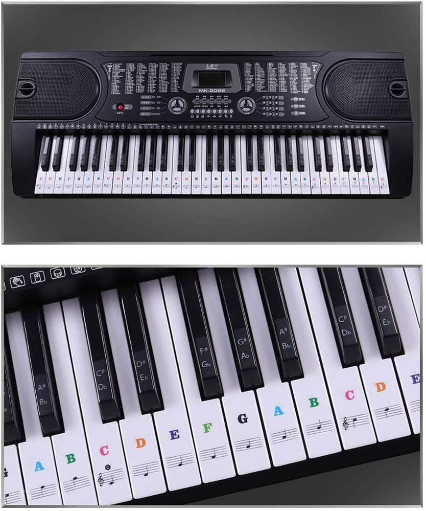 MUYOS Piano Keyboard Stickers for 54/61/88 Keys &ndash; Transparent & Removable Piano Keyboard Note Stickers and Piano Key Labels for Kids and Beginners (Sticker Color) image number 2