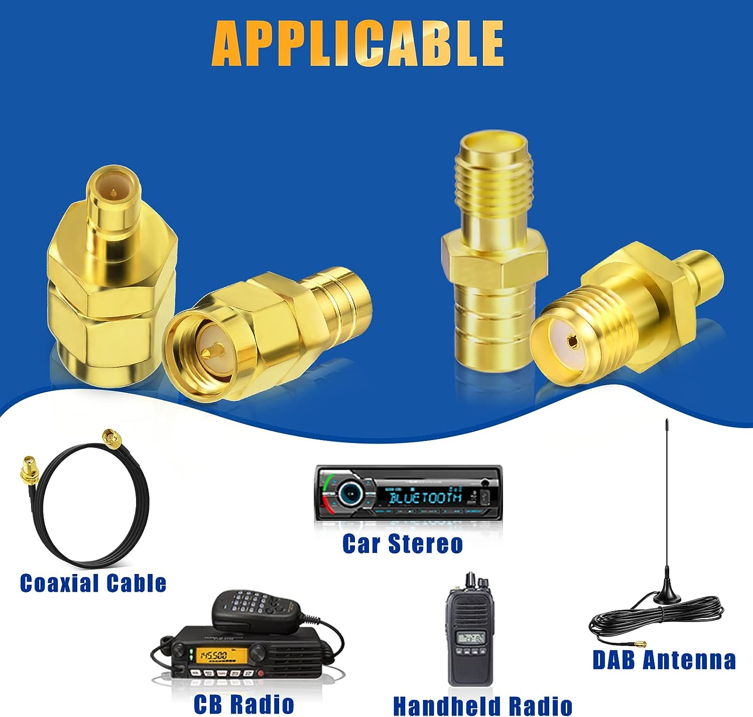 Bingfu DAB Aerial Adapter SMA Adapter to SMB Connector RF Converter Set 4 Kit for DAB Car Radio Alpine Pioneer Clarion