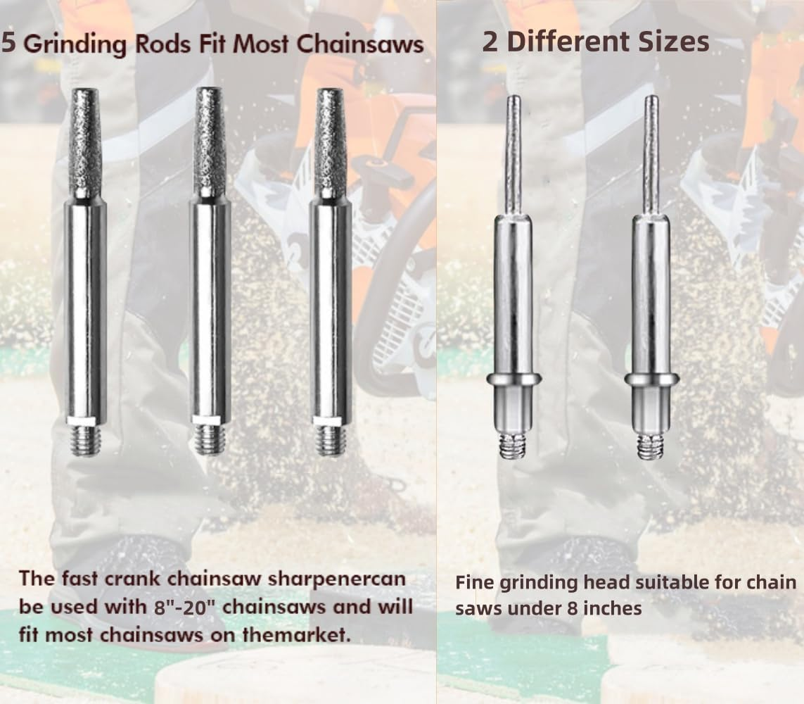 Chainsaw Sharpener,Chainsaw Chain Sharpening Jig with 5 Grinding Rod,Chainsaw Vise and Hand-Cranked Chainsaw Sharpening Jig Kit,Portable Chainsaw Sharpening Jig for All Chain Saws and Electric Saws image number 5
