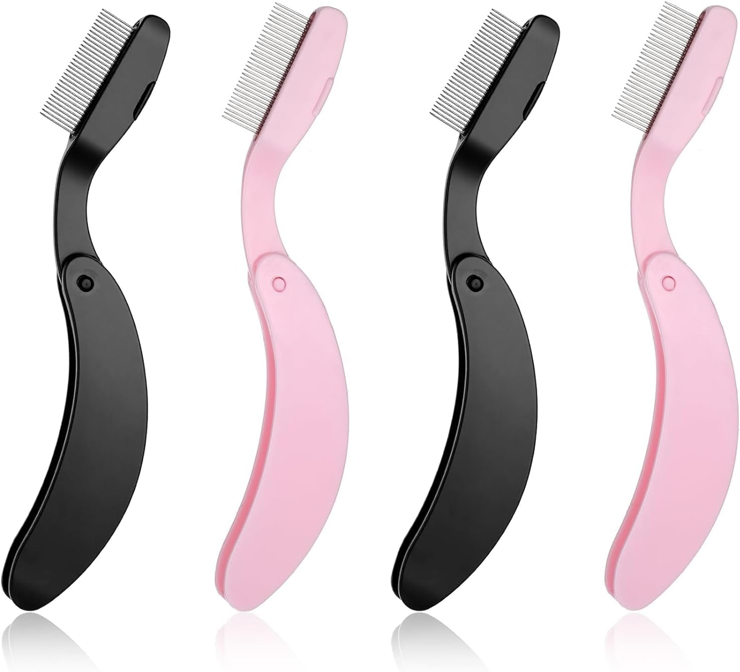 Folding Stainless Steel Metal Teeth Eyebrow Separator Comb, 4Pcs Foldable Eyelash Comb Dense Lash Separator Eyebrow Brush, Folding Eyelash Lash Separator Comb Brush with Metal Teeth for Women image number 5