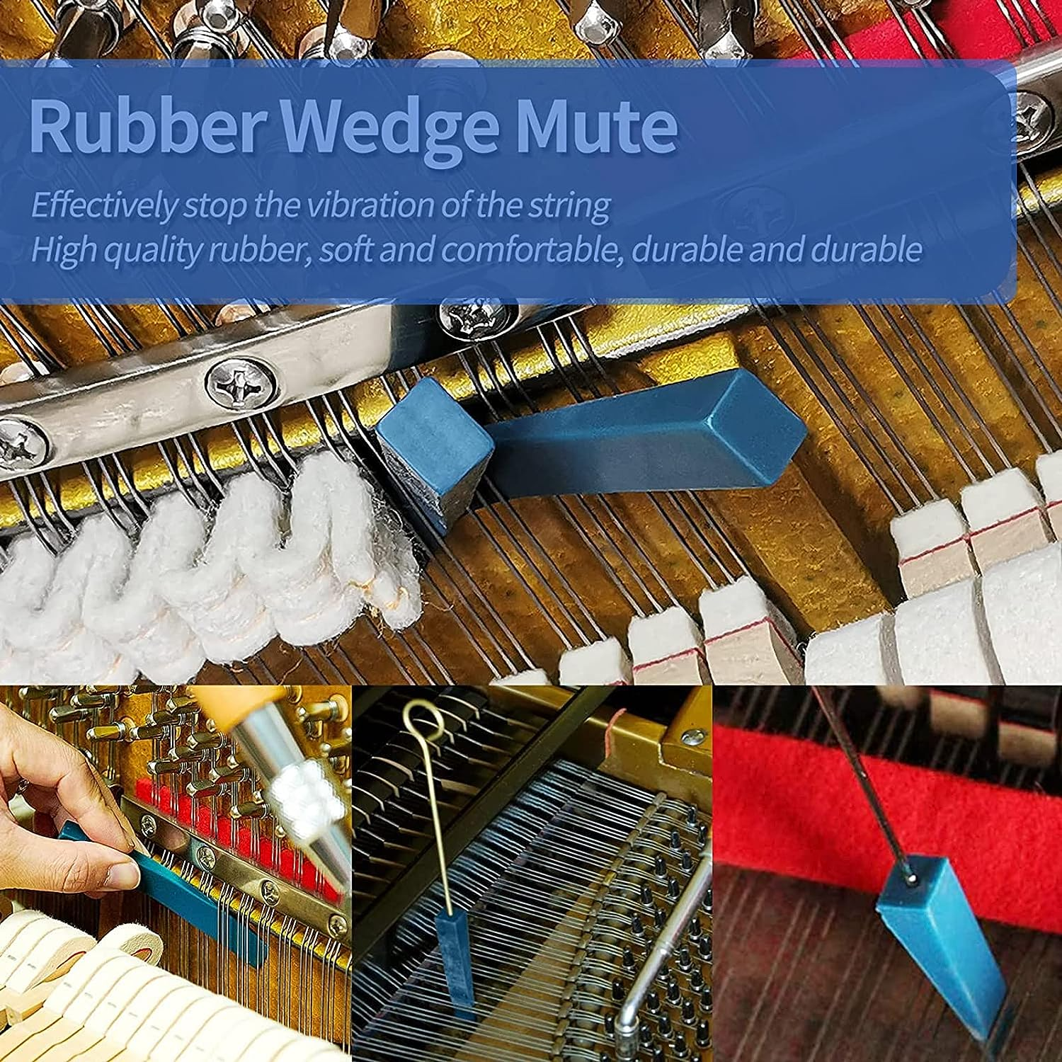 8PCS Piano Tuning Mute Kit - Upgraded Professional Piano Tuning Kit Tuning Wrench Hammer Temperament Strip Mute Piano Tuning Tool Kit DIY Piano Fixing Set for Piano Tuner, Tuning Beginner image number 3