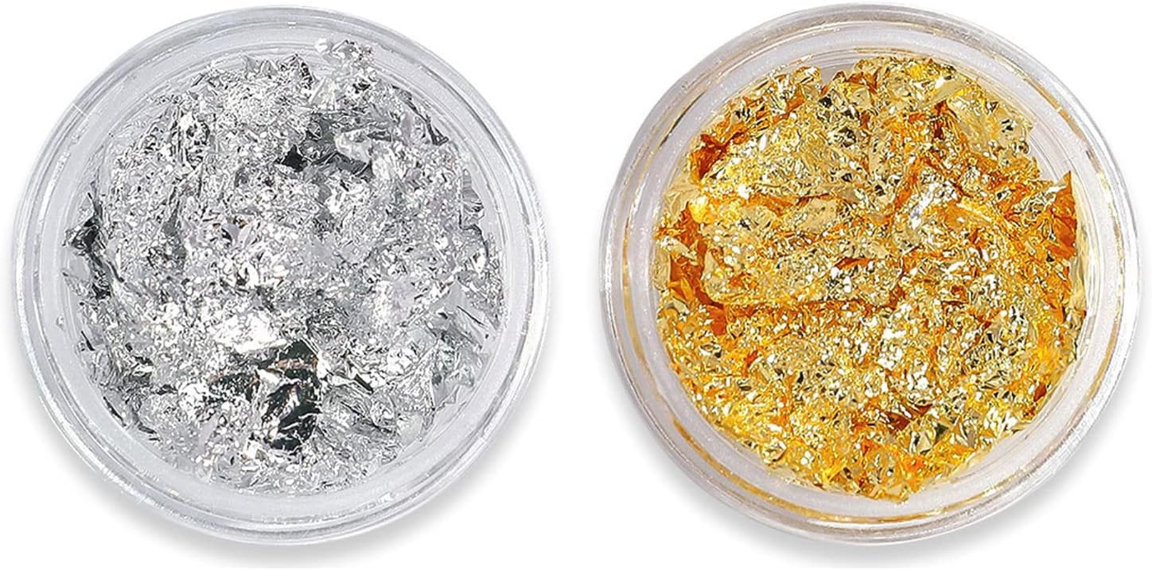 YIGZYCN 2 Boxes Gold Silver Foil Art Decoration Sticker Irregular Foil Sticker Paper 3D Flake Manicure image number 4