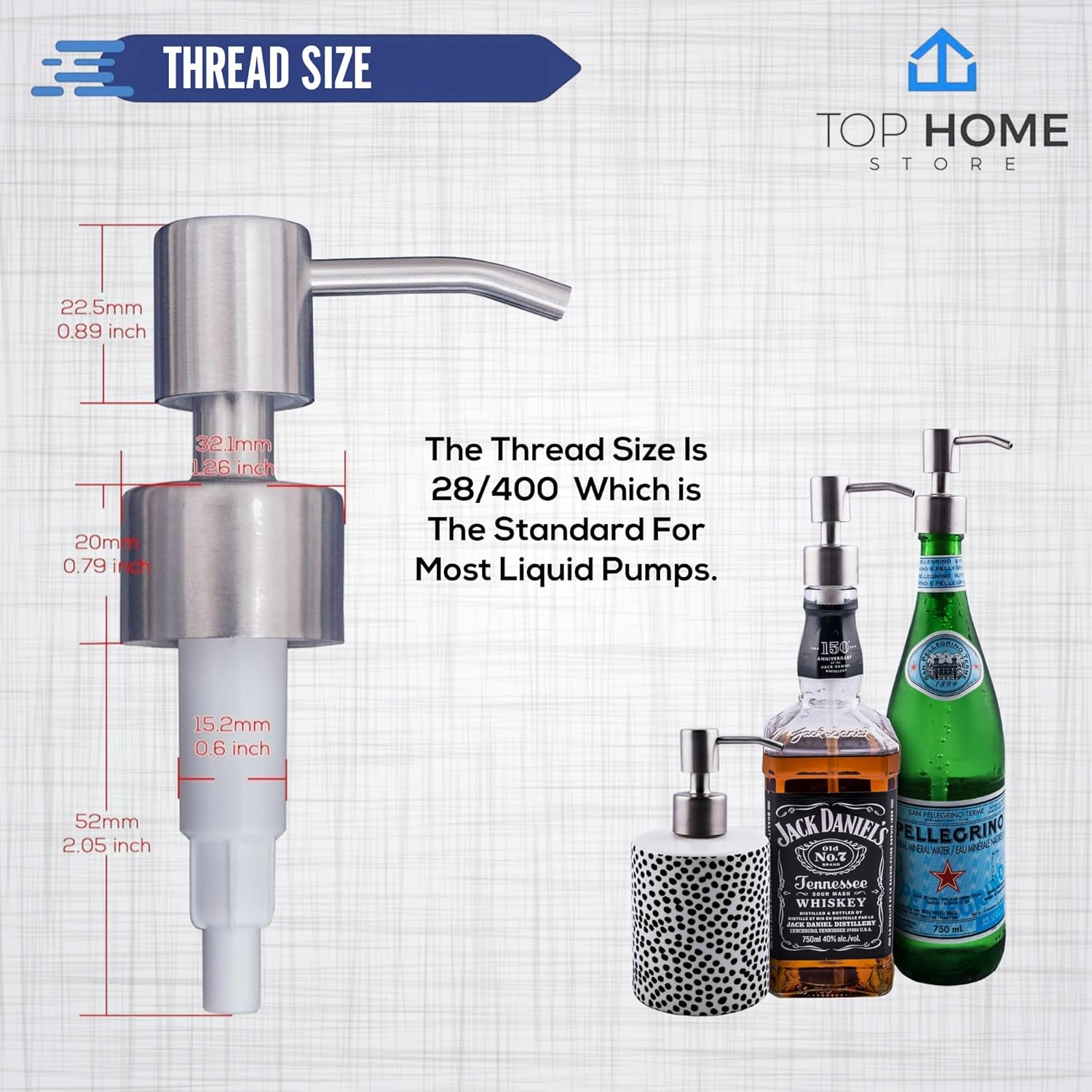 Stainless Steel Soap and Lotion Dispenser Pumps 2 Pieces Replacement for Your Bottles Includes 2 Nine Inch Tubes