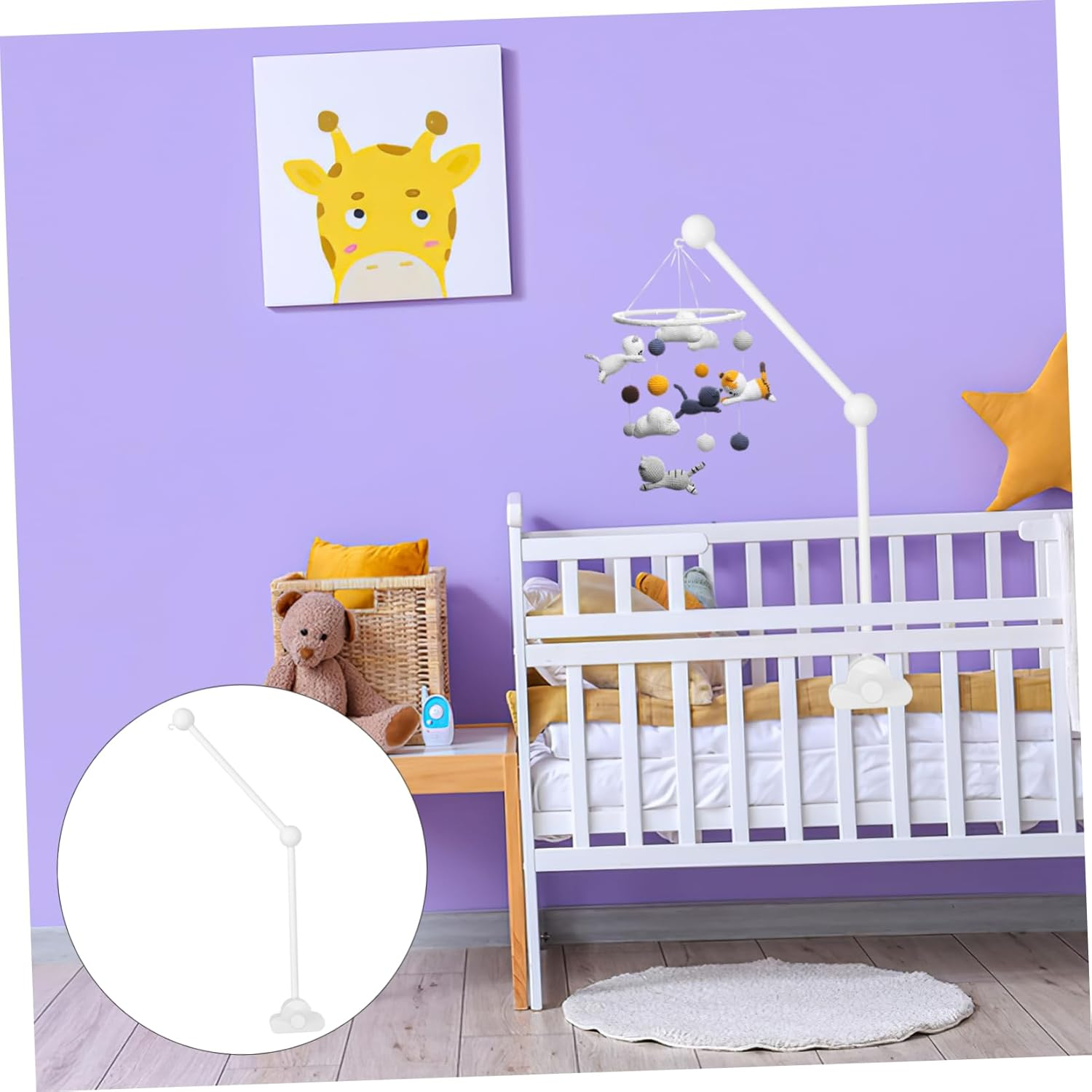 Yardenfun Crib Mobile Holder Arm Sturdy Wooden Mobile Arm for Crib Easy Installation Design Versatile Nursery Decor for Sleep and Entertainment image number 1