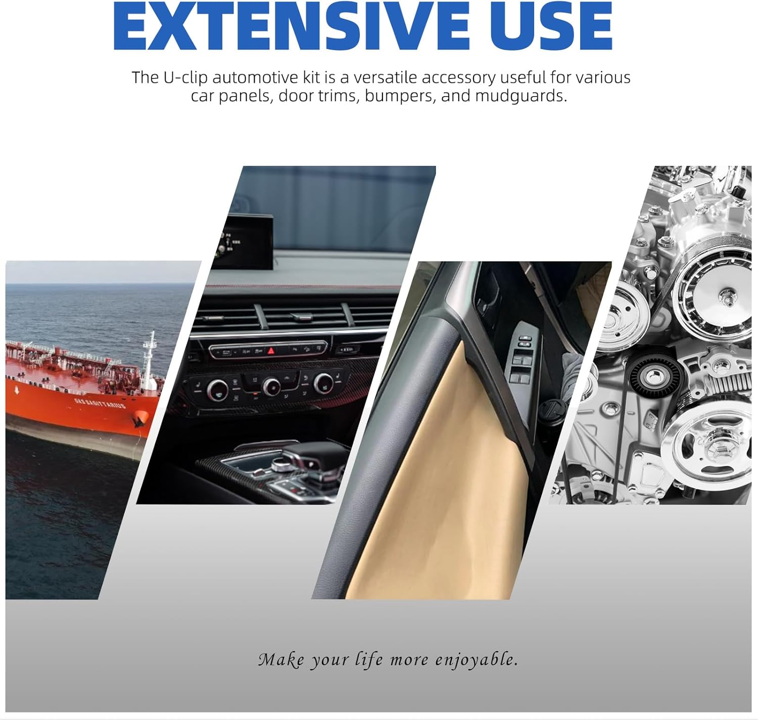 Glarks 50Pcs M4 M5 M6 M8 M10 U-Style Clip-On Nuts Set, Black Carbon Steel Thread Clip Nut, U Nuts Clamp Set, U-Shaped Nut, Automotive U-Clips for Engine, Fender, Bumper, Dash, Interior Trim Panels - Gold image number 3