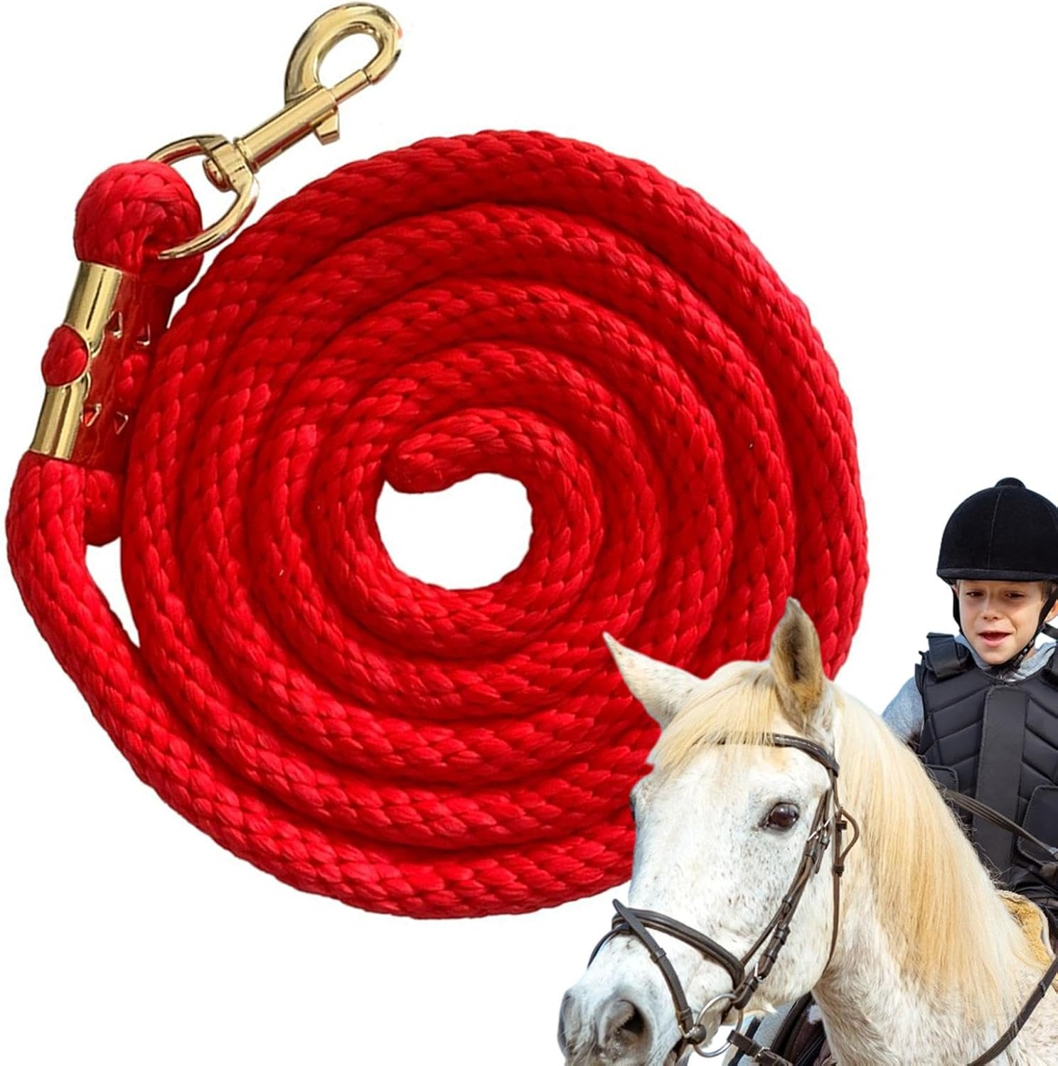 Gihioue Horse Lead Rope, 6.5Ft Long Cable with Push Button - Training Lead, Long Rope, Pet Accessories, Dog Lead image number 1