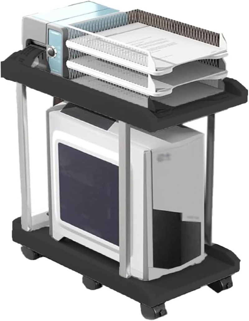 Computer Tower Stand, 2-Tier Stand with Lockable Wheels under Desk for Office Home, Mobile Printer Stands with Rolling Caster Wheels, with Stable Metal Frame, for Home Office Tower Stands image number 3
