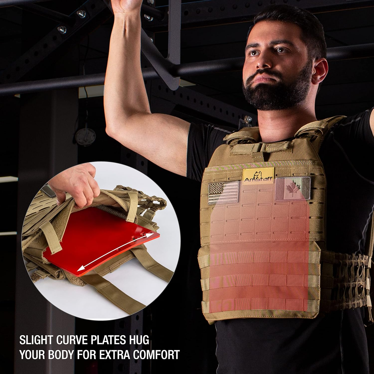Amstaff Fitness Weight Vest Plates for Tactical Weighted Vests &ndash; Wods, Workout, Strength and Endurance Training, Running &ndash; 3D Curved Ergonomic Design &ndash; Available 7LB/11LB/17LB/27LB - 11 Pounds (2X5.5Lb) image number 2