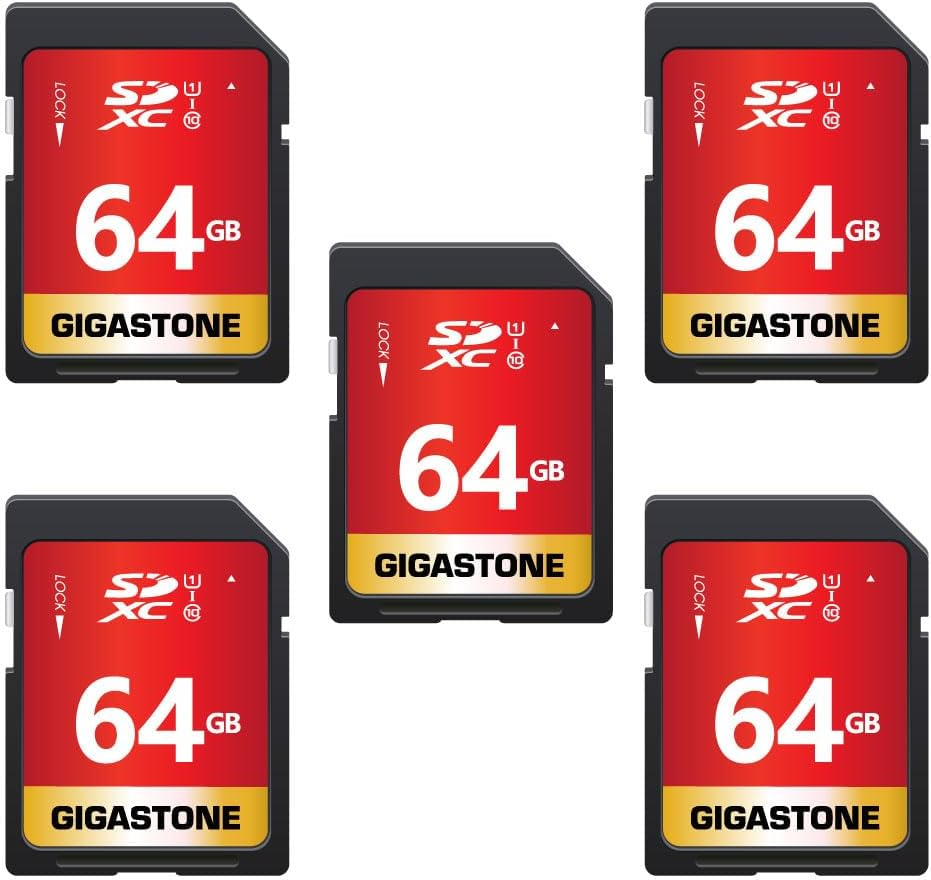 Gigastone 64GB 5-Pack SD Card UHS-I U1 Class 10 SDXC Memory Card High Speed Full HD Video Canon Nikon Sony Pentax Kodak Olympus Panasonic Digital Camera, with 5 Mini Cases image number 5