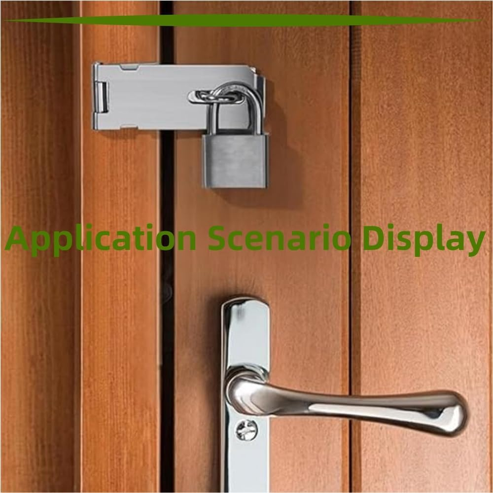 2 Pcs Door Lock Clasp, 3Inch Door Hasp Latch Lock, Stainless Steel Padlock Latch, Door Gate Lock Hasp with Screws for Wooden Case, Drawer, Toolboxes, Cabinet Boxes (Silver) image number 1