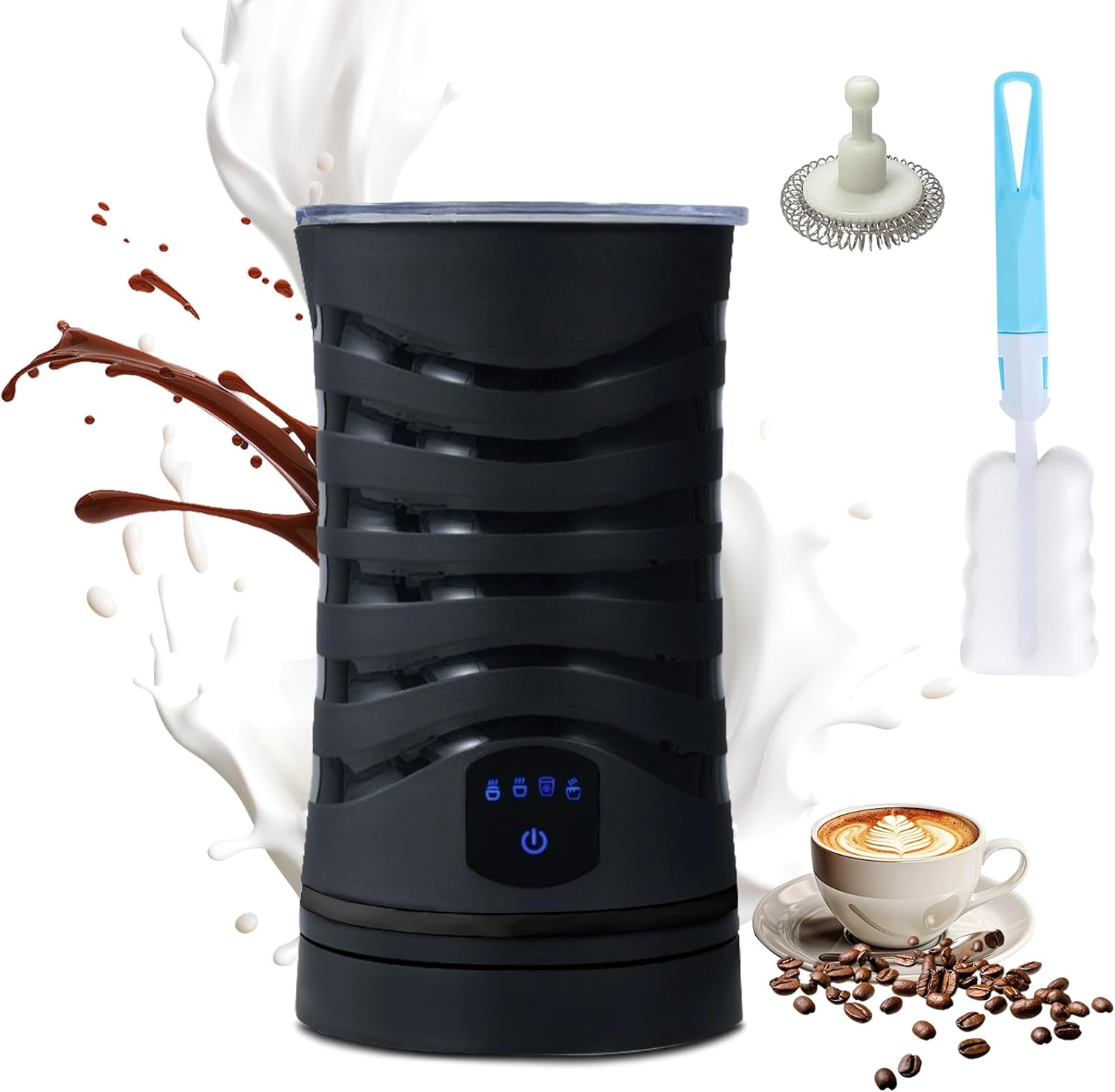 Stylora 4-In-1 Milk Frother, 430Ml Milk Warmer and Frother, 400W Black Electric Warm and Cold Foam Frother, Automatic Secura Milk Warmer for Coffee, Latte, Cappuccino, Macchiato, Chocolate image number 3