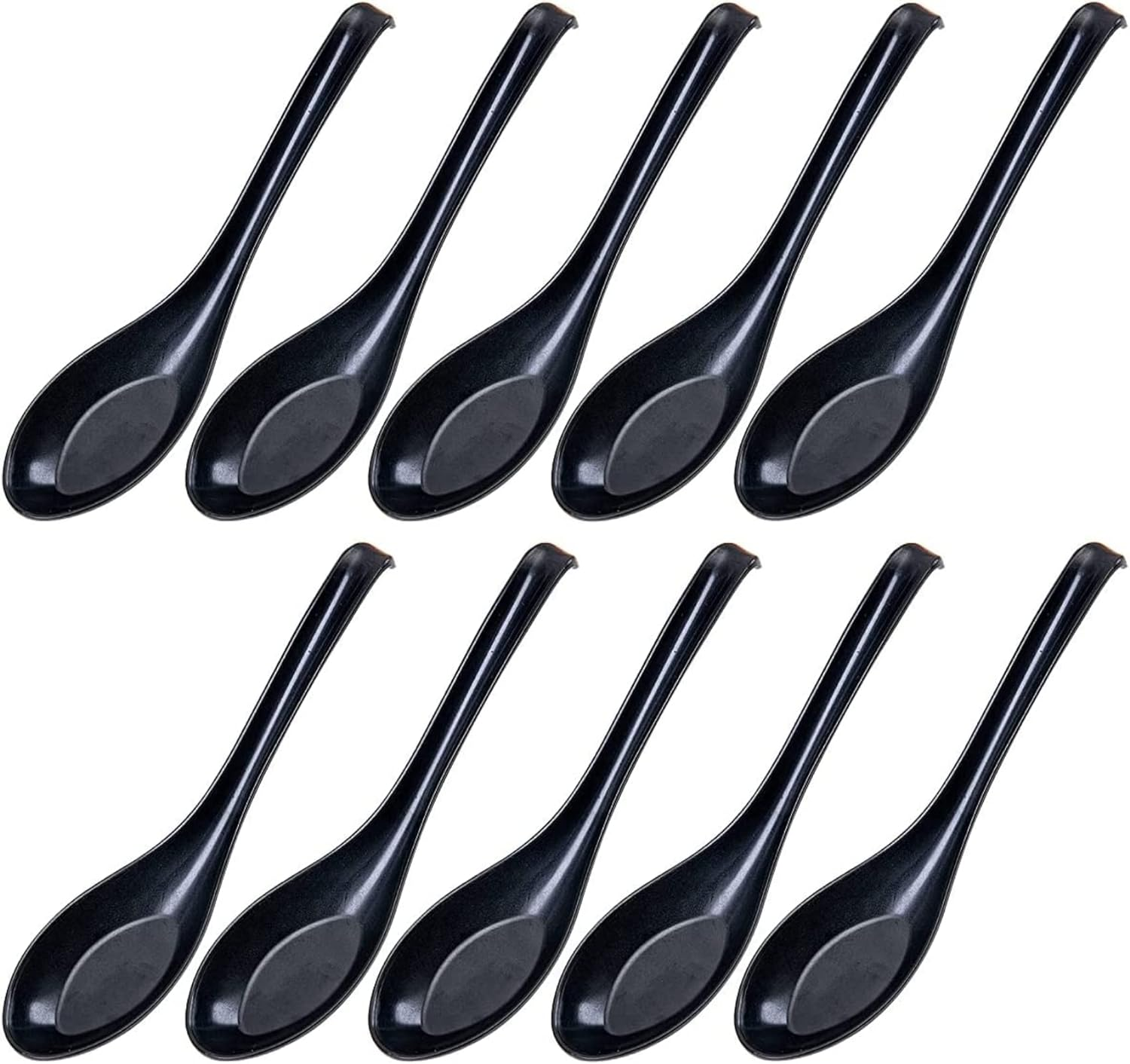 MIZOXY 10-Piece Set of Black Soup Spoons - Versatile Japanese, Chinese, and Asian Style Spoons for Soups, Rice, Wontons, Ramen, Pho - Ideal for Restaurants, Home, Hotels, and Food Shops image number 6