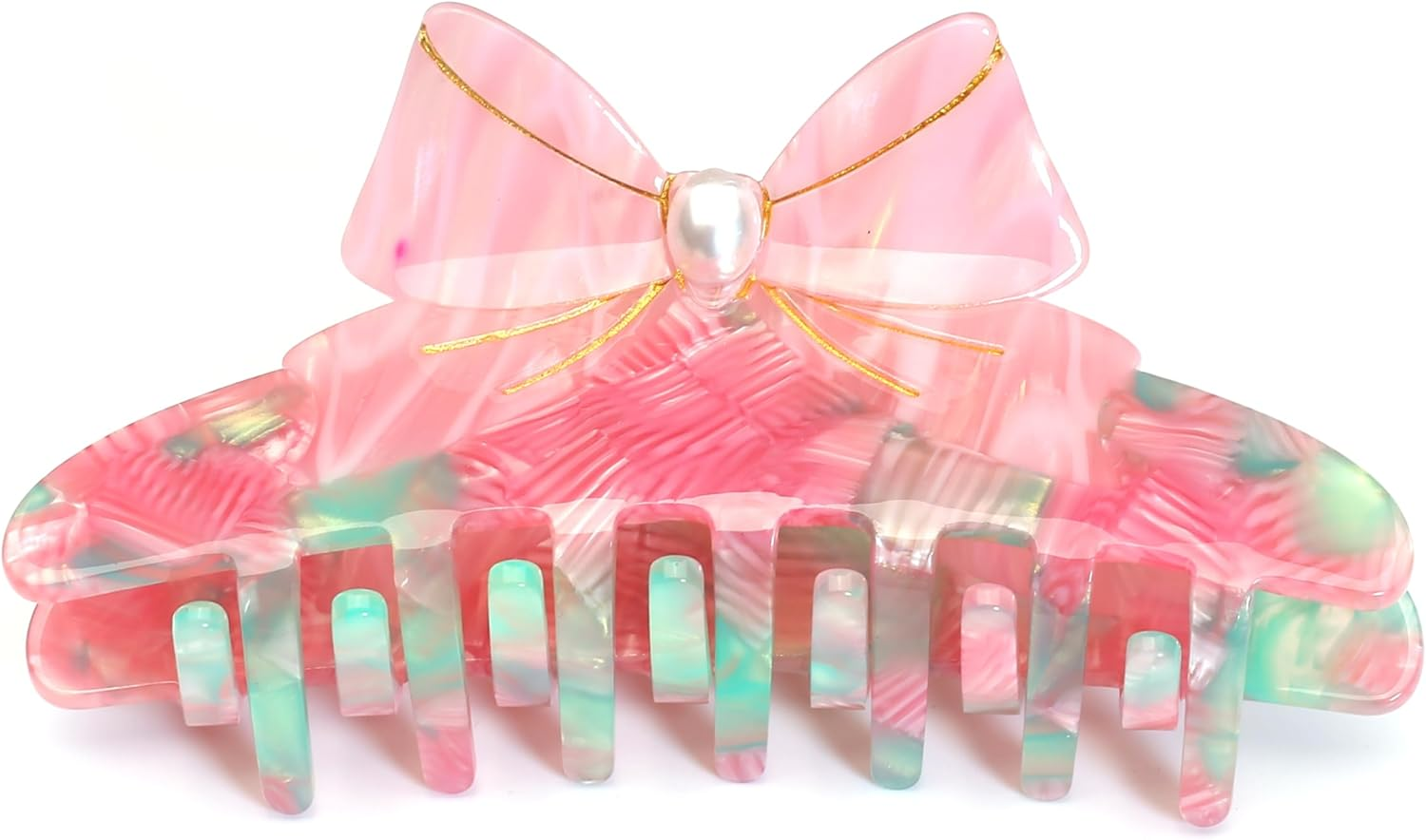 Qingoo Large Green Cellulose Acetate Bow Hair Clip Beautiful Hair Clip Women'S Hair Accessories Headdress Elegant Hair Accessory Long Hair 1 Piece (11 X 4.7 Cm, Light Green) - Hellgr&uuml;n image number 3