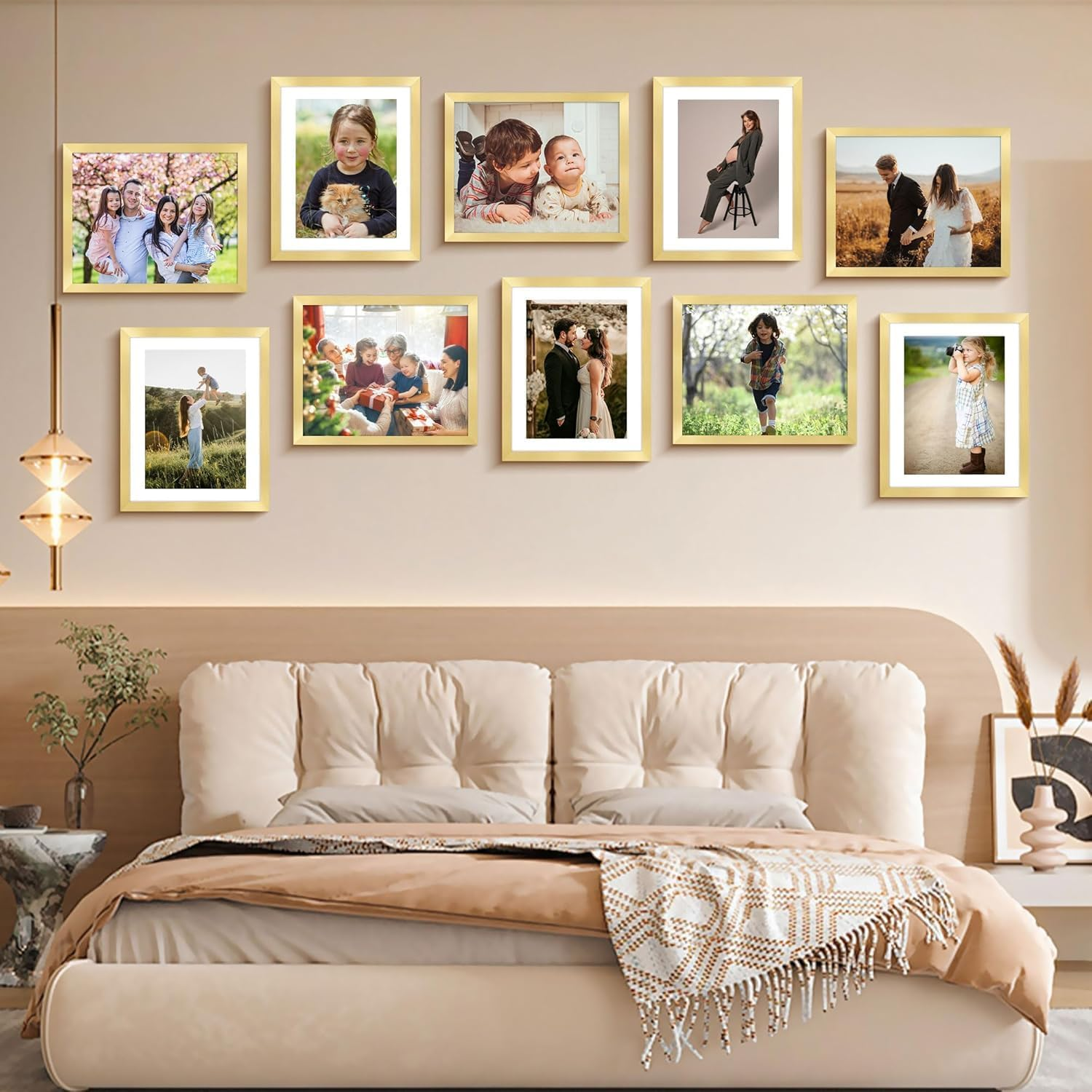 AIGOMIO 11X14 Picture Frame Set of 5, 14X11 Plexiglass Picture Frame for 8X10 with Mat or 11X14 without Mat, Wall Gallery Display Frame (Gold) image number 6