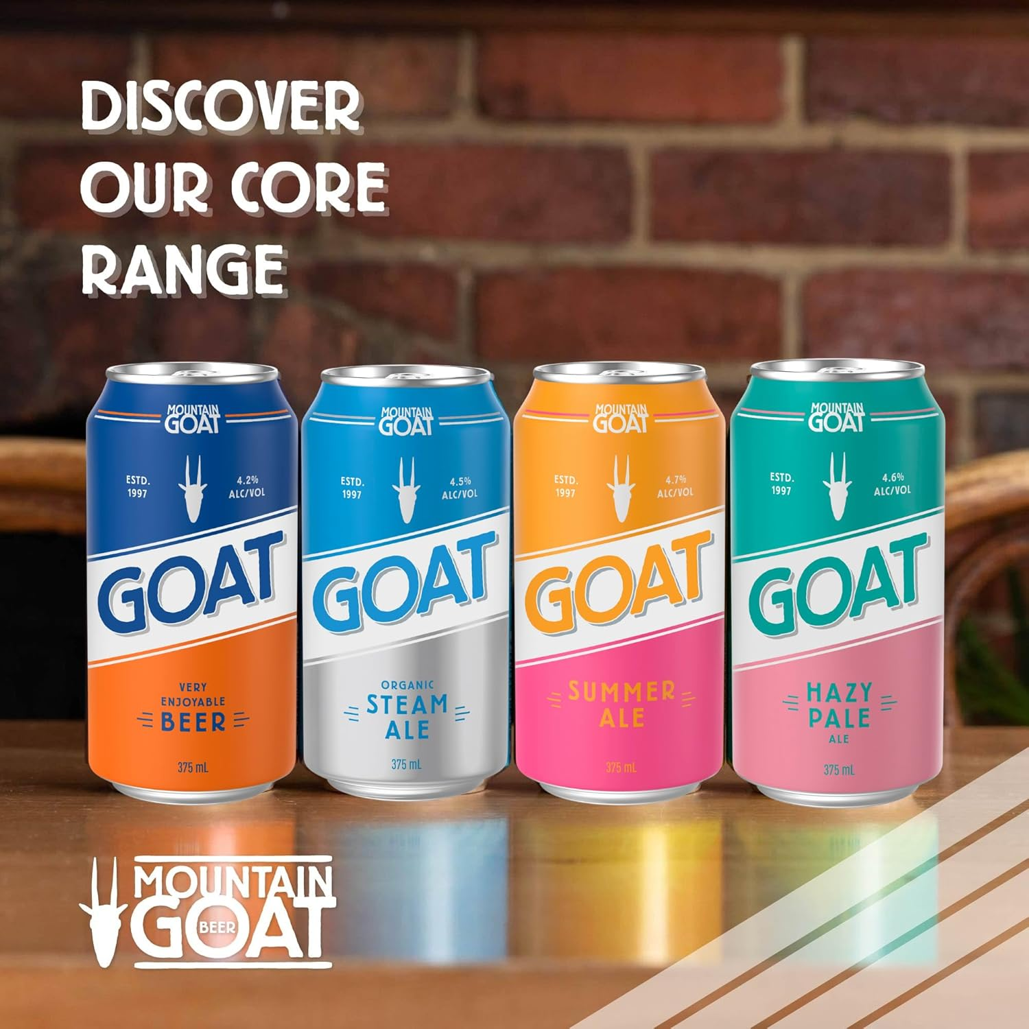 Mountain Goat 'GOAT' Very Enjoyable Beer, Aussie Lager, Craft Beer, 4.2% ABV, 375Ml (Case of 24 Cans) image number 3