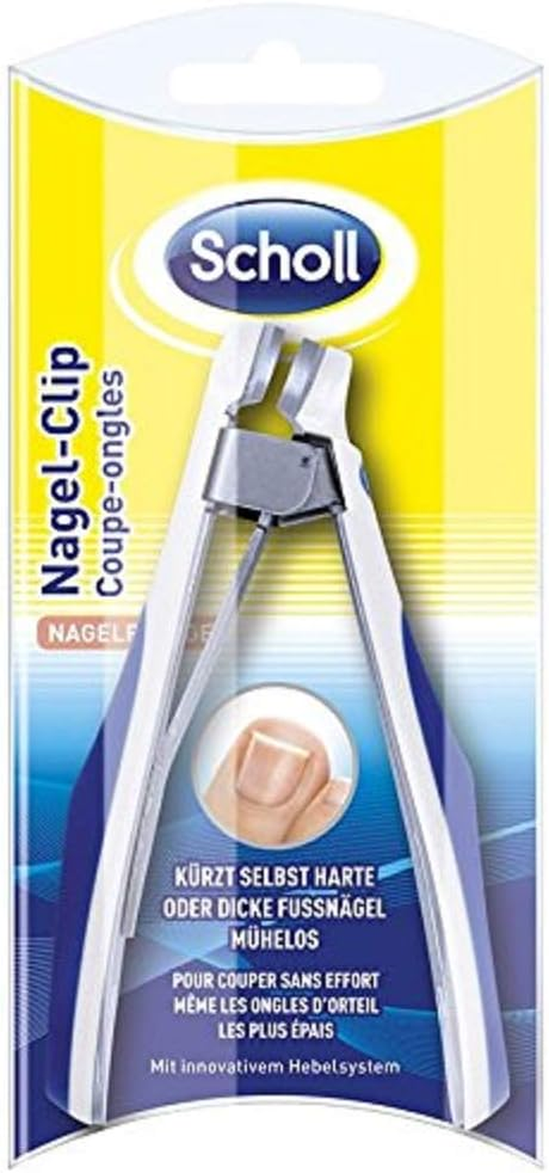 Scholl Nail Clip Toenail Clippers - Comfortable Nail Clippers for Thick and Hard Toenails, Stainless Steel, Reduced Force, Hygienic Packaging, Foot Care for Beautiful Feet image number 1