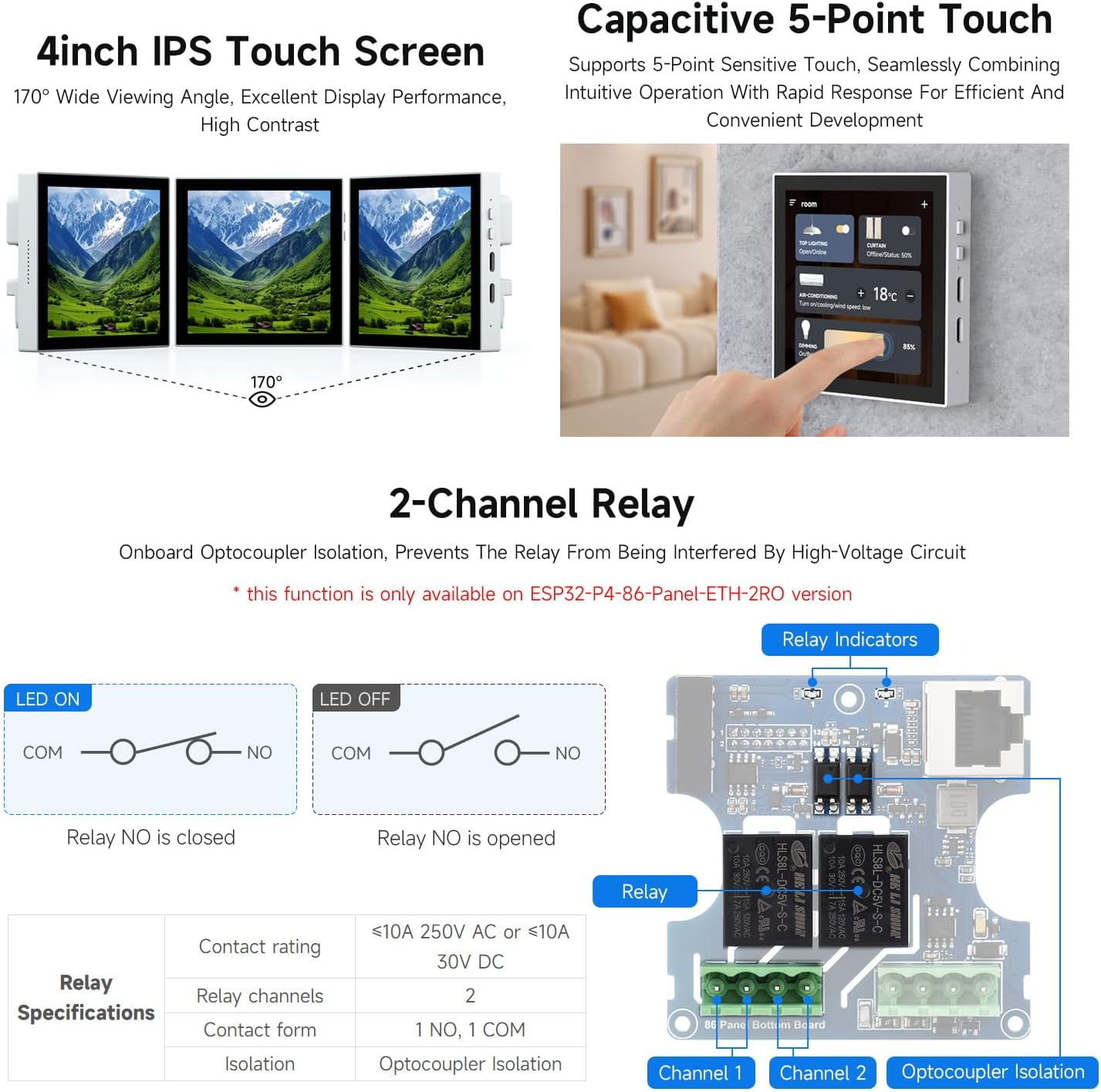 Waveshare ESP32-P4 Smart 86 Box with External Camera Support, Featuring Dual-Core and Single-Core RISC-V Architecture, Onboard 4-Inch 720&times;720 Pixel 5-Point Touch LCD, Po-Wered by ESP32-P4 Chip image number 2