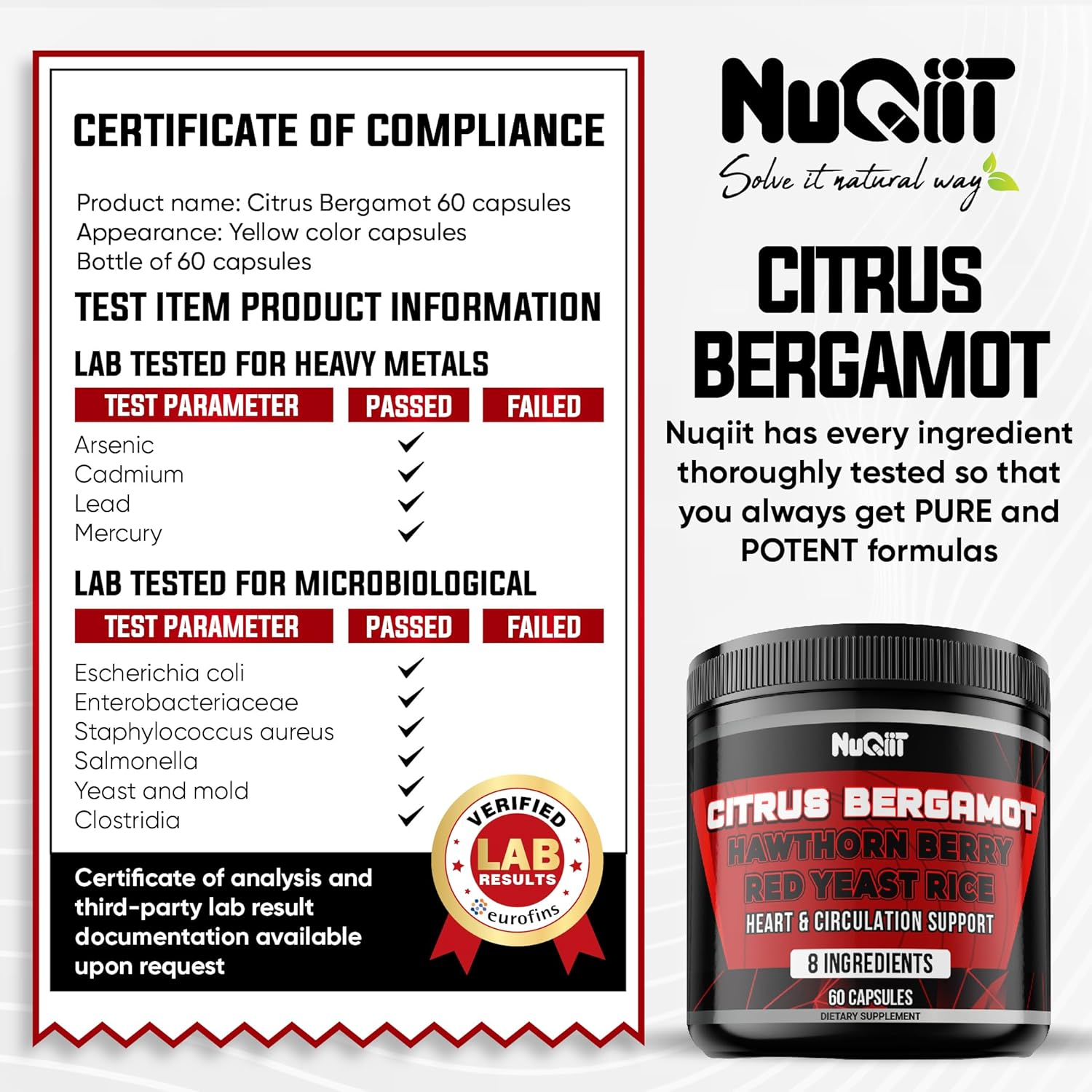 Citrus Bergamot 500Mg Extract with Red Yeast Rice as Black Chokeberry, Hawthorn & More - 60 Capsules image number 2