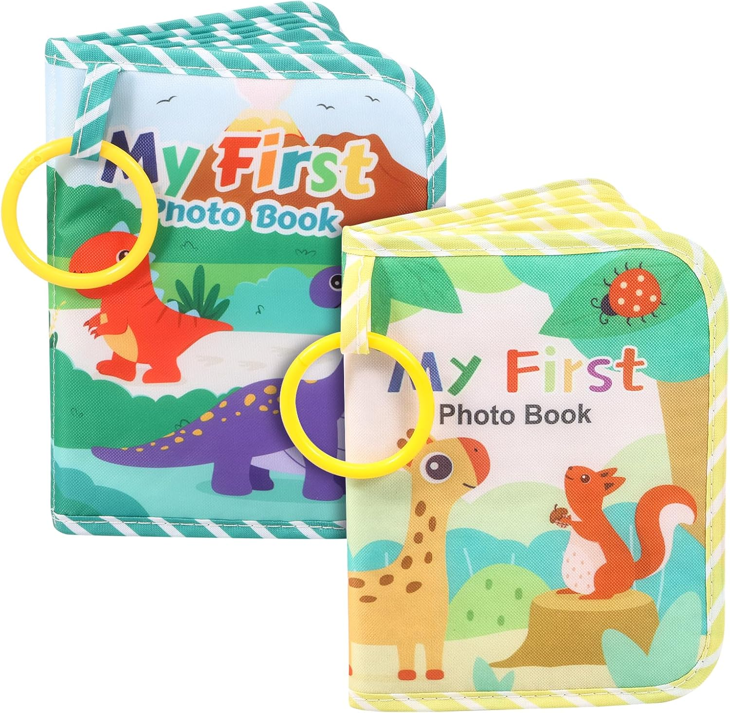 2 Pcs Baby'S My First Family Album,Soft Cloth Baby Photo Album with Safe Mirror,Cute Toddler Family Memory Book, Present Holds 17 6.3''X4.5'' Pictures for Kids Newborn Toddlers