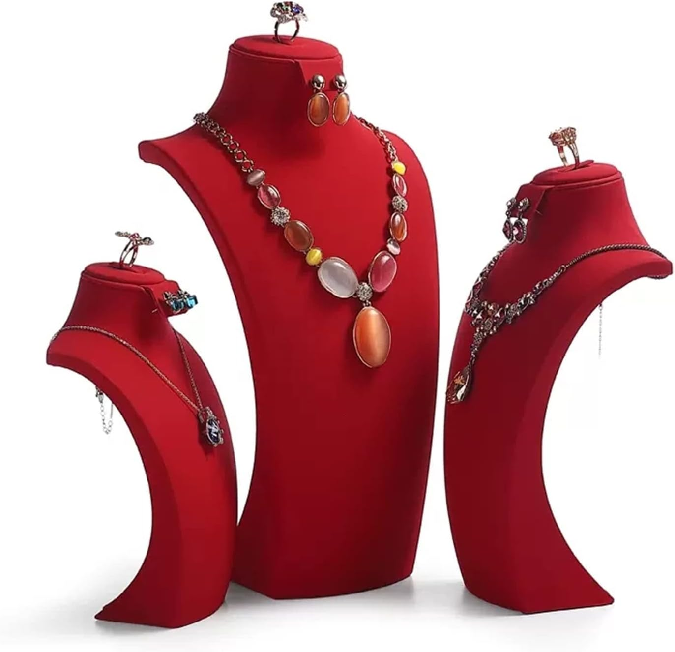Jewelry Stand Jewelry Bust Display Necklace Bust Stand Holder Chain Storage Display Mannequin Bust Home Organisation Jewelry Organizer Girls Women Jewelry Holder Jewelry Display (Color : Red, Size : image number 3