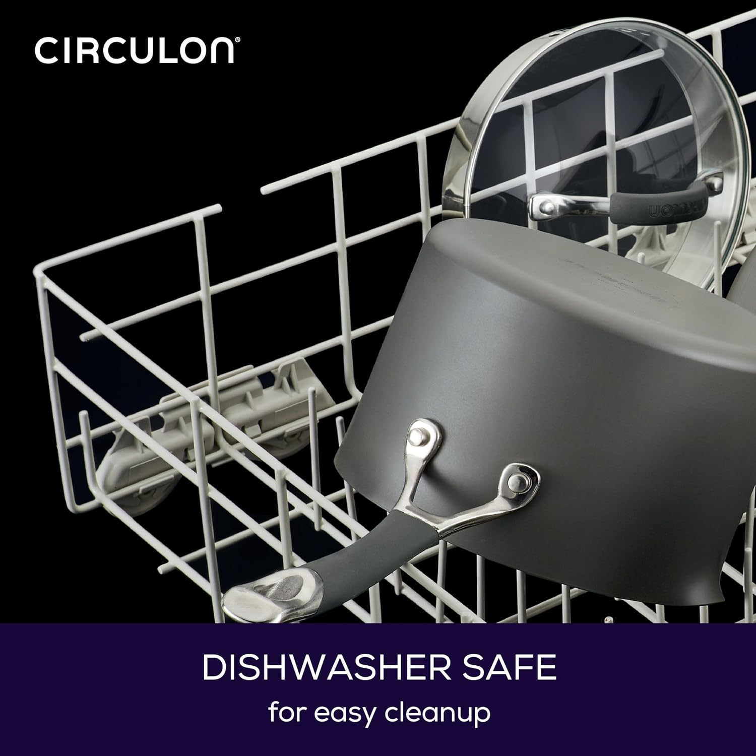 Circulon Radiance Deep Hard Anodized Nonstick Frying Pan/Skillet with Lid - 12 Inch, Gray image number 1