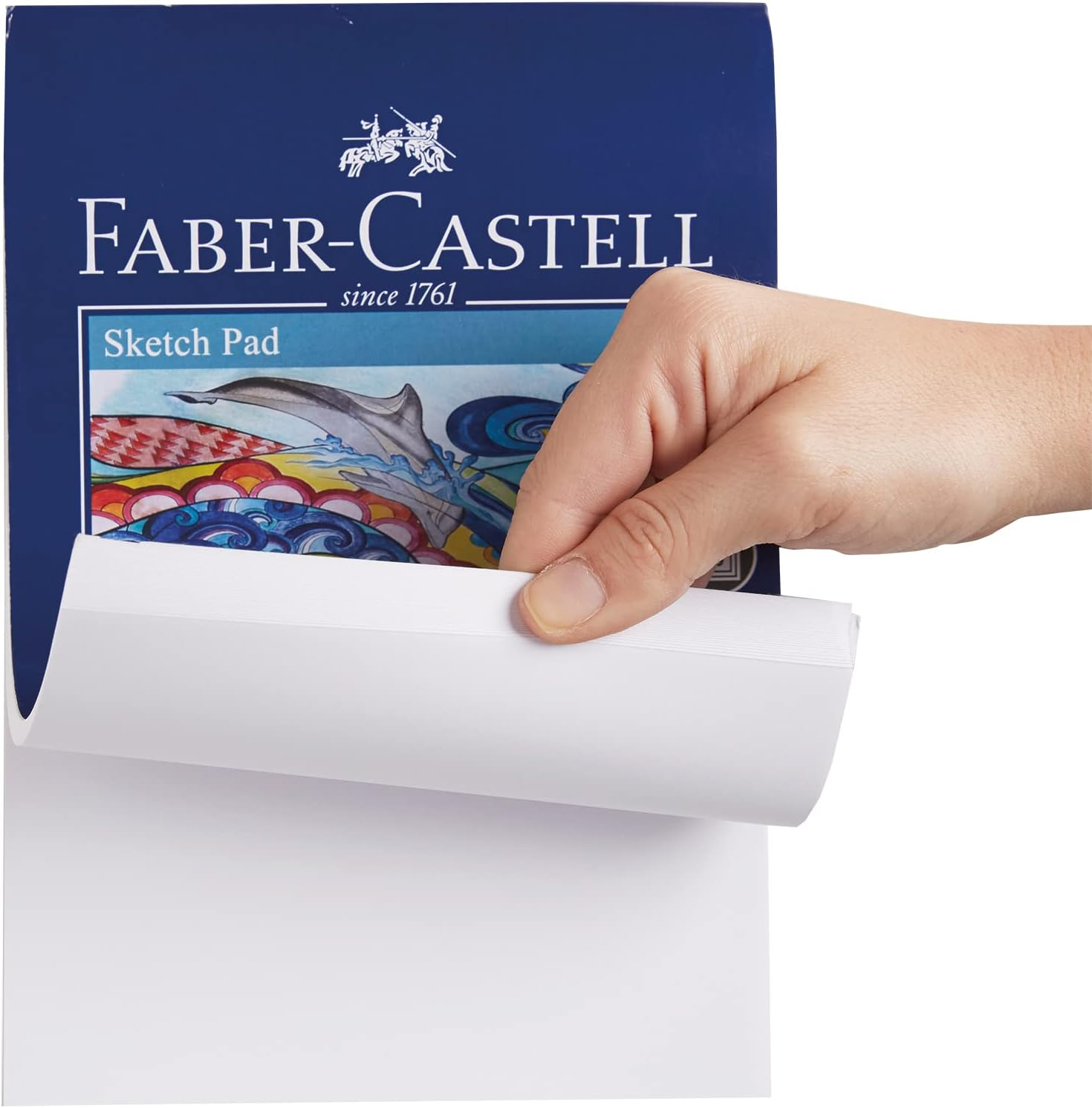 Faber-Castell Creative Studio Sketch Pad, A5, Acid Free Gummed Paper Pad 100 GSM, 50 Sheets for Graphite, Coloured Pencils, Charcoal, Sketching, Arts, Craft, Home and School image number 2