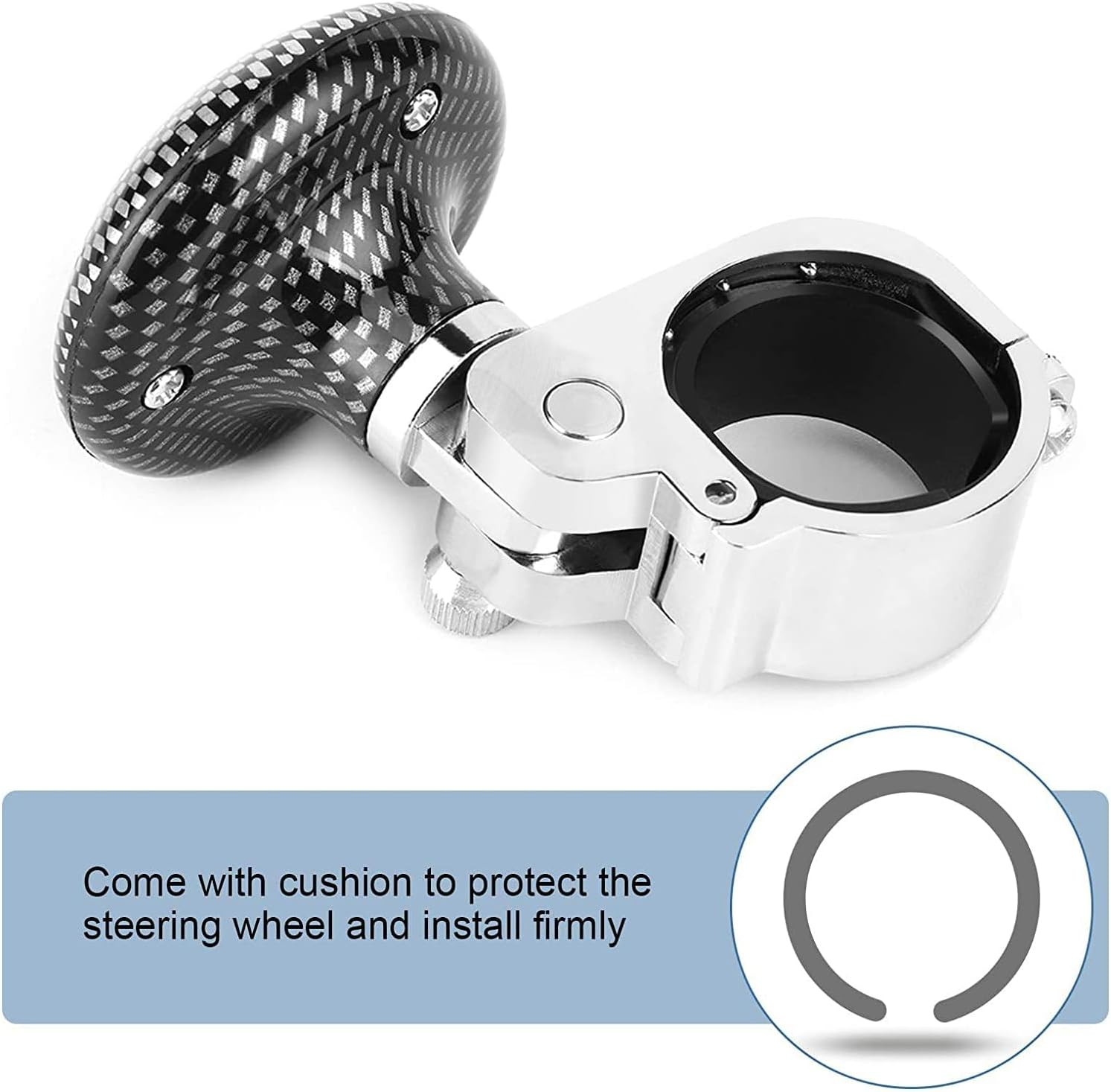 Qioon Car Steering Wheel Knob, Universal Steering Wheel Spinner Assist Knob for Disabled Drivers, Handle Ball for Cars, Trucks, Semis, Tractors, Boats (Black Plaid)