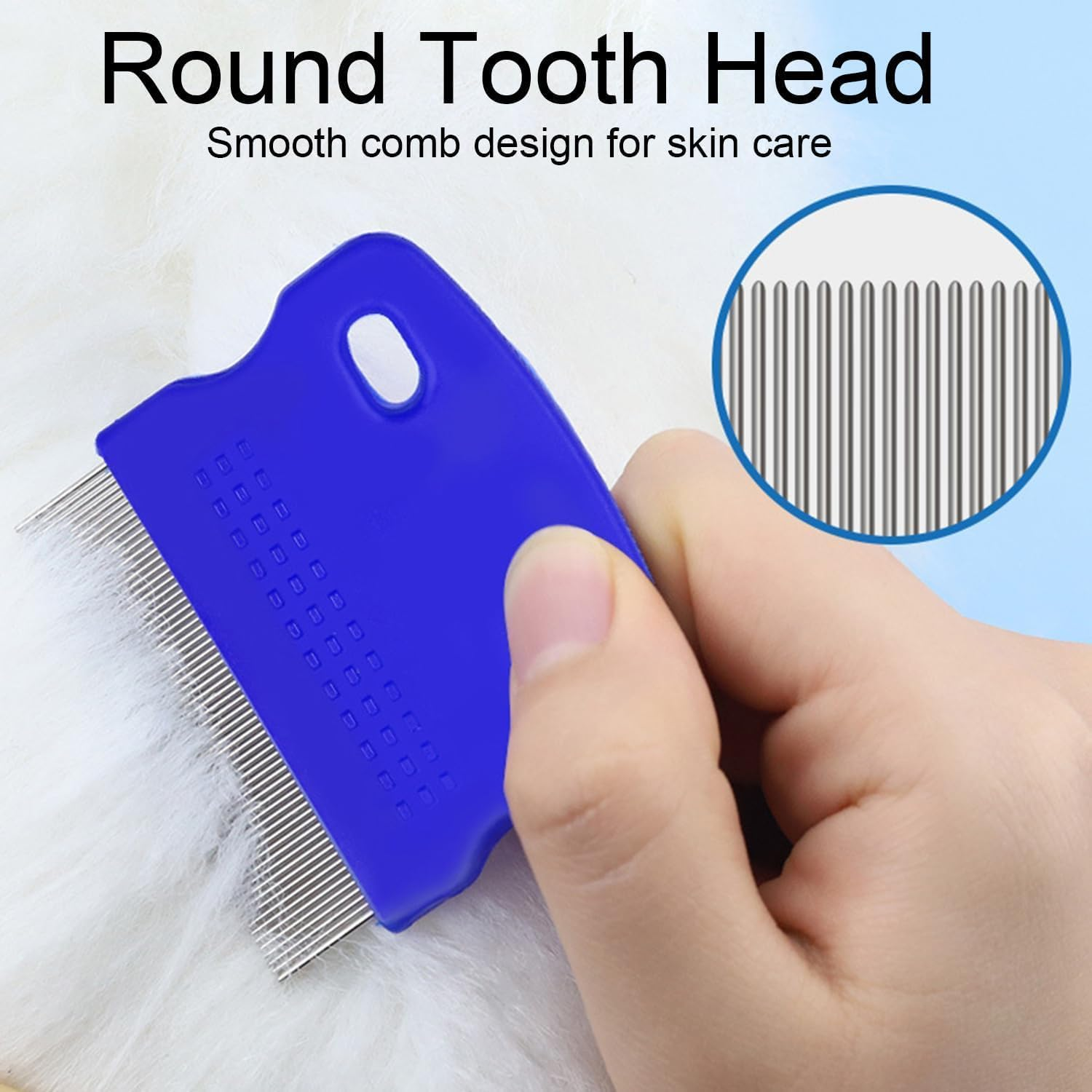 Cat Dog Flea Comb, Pet Comb Stainless Steel Lice Comb, Pet Dogs Cats Care Tool, Pet Tear Stain Remover Combs, Pet Care Comb (Blue, One Size) image number 4