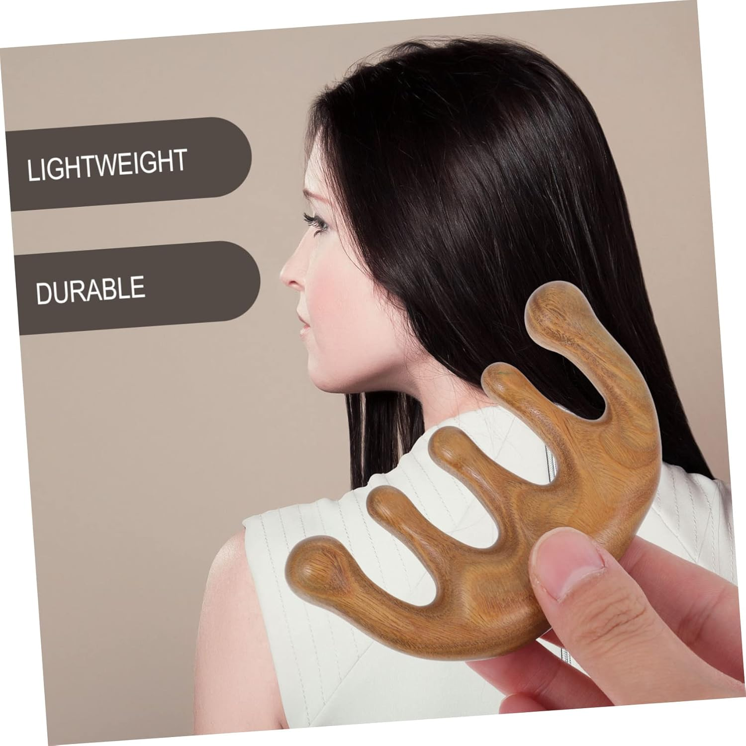 Vaguelly Relaxing Scalp Sweep Detoxing Comb Lightweight Hair Tool Massage Comb Wooden Hairbrush image number 3