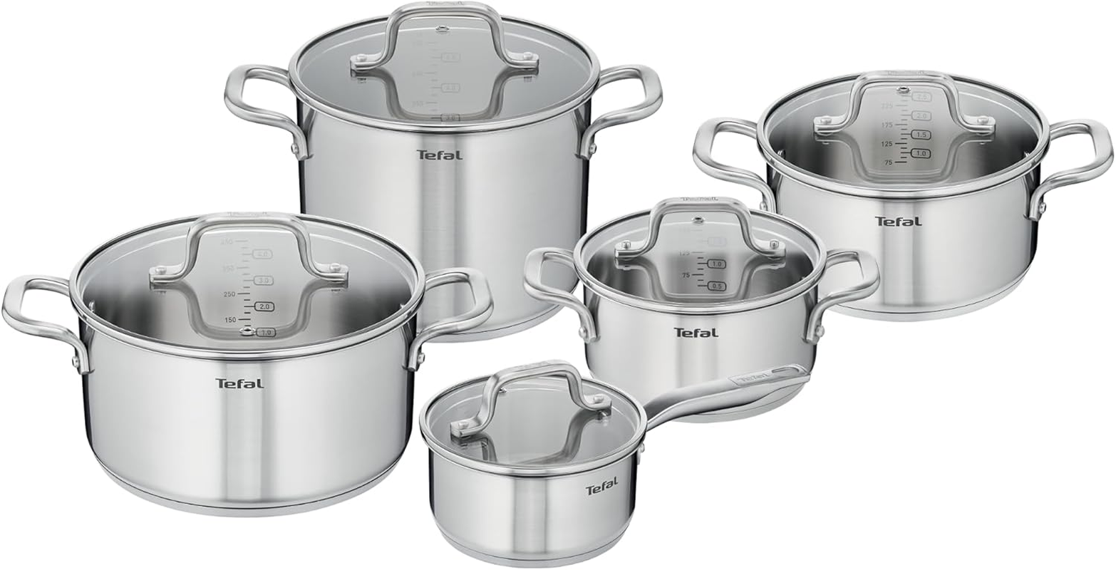Tefal E492SA25 Virtuoso Stainless Steel Induction Uncoated Cookware Set (5 Piece Set) image number 1