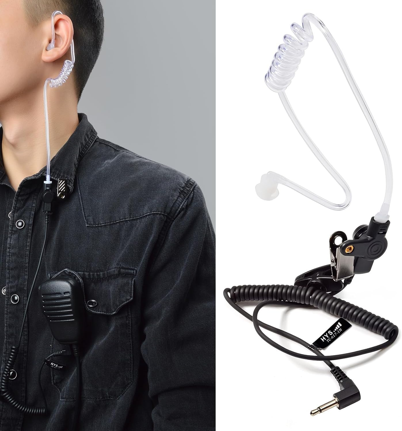 HYS 3.5Mm Police Listen Only Acoustic Tube Earpiece with One Pair Medium Earmolds for Speaker Mics image number 2