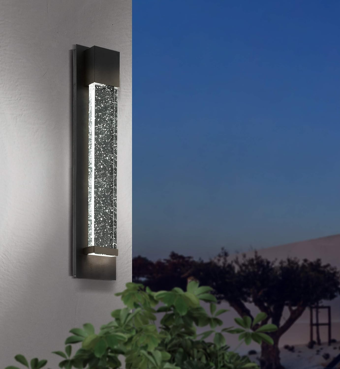 Eglo 98154 VILLAGRAZIA Exterior Wall Light in Black with Air Bubble Glass image number 6