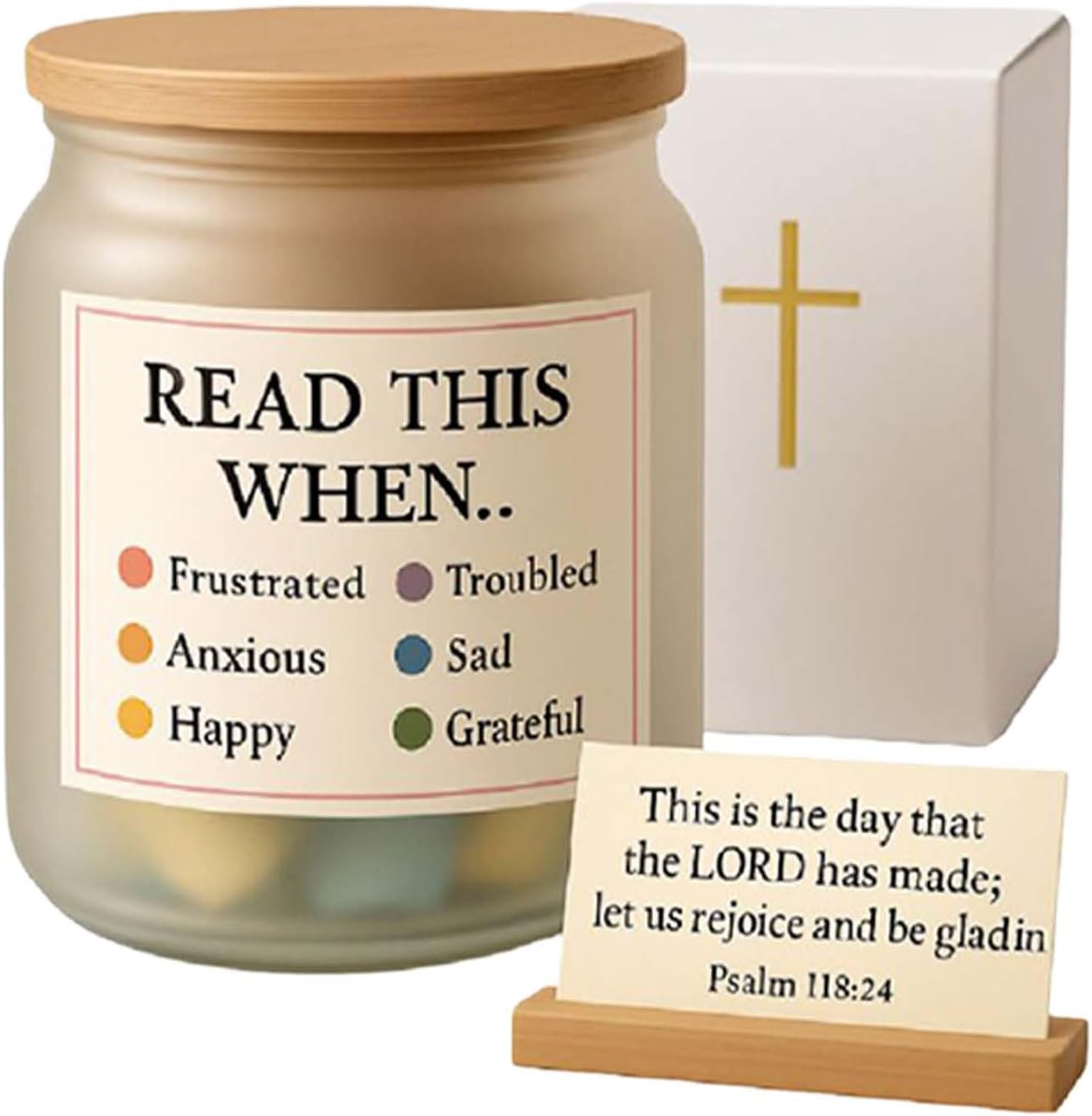 Inspirational Bible Sayings Glass | Vessel with Bible Verses, Bible Saying Basket Inspirational Prayers for Women Birthday Godmother Easter Christian Christening Home Morning Pastor Bedside Table image number 3