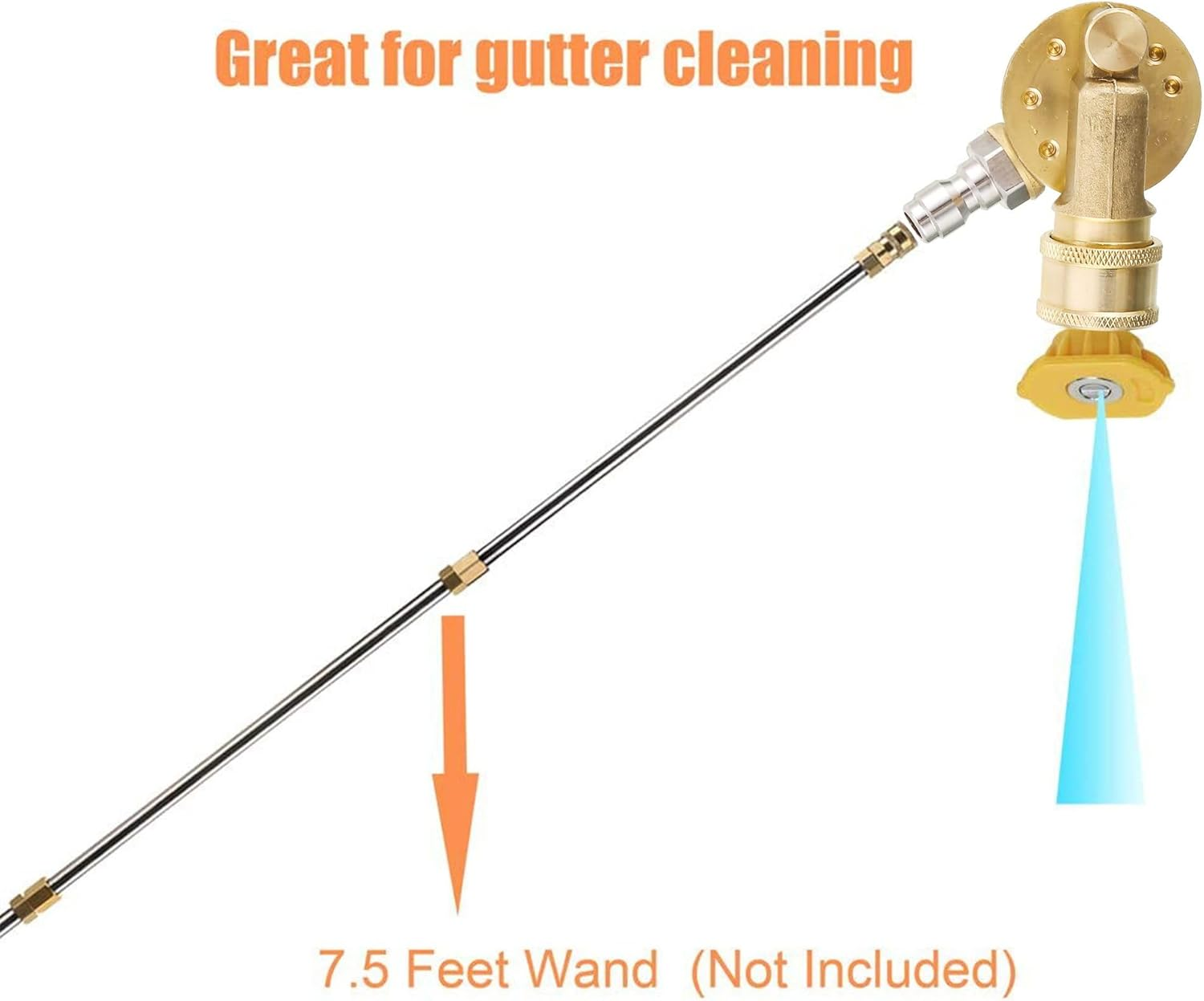 Pressure Washer Gutter Cleaner Attachment - 240 Degree Pivoting Coupler, 1/4&rdquo; Quick Connect, 7 Angles for Power Washer Spray Nozzle, 4500 PSI image number 1