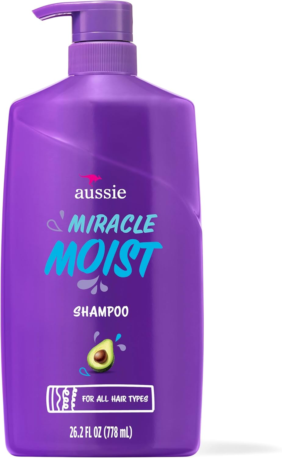 Aussie Miracle Moist Shampoo without Avocado & Jojoba for Dry Hair , 26.2 Fluid Ounce image number 1
