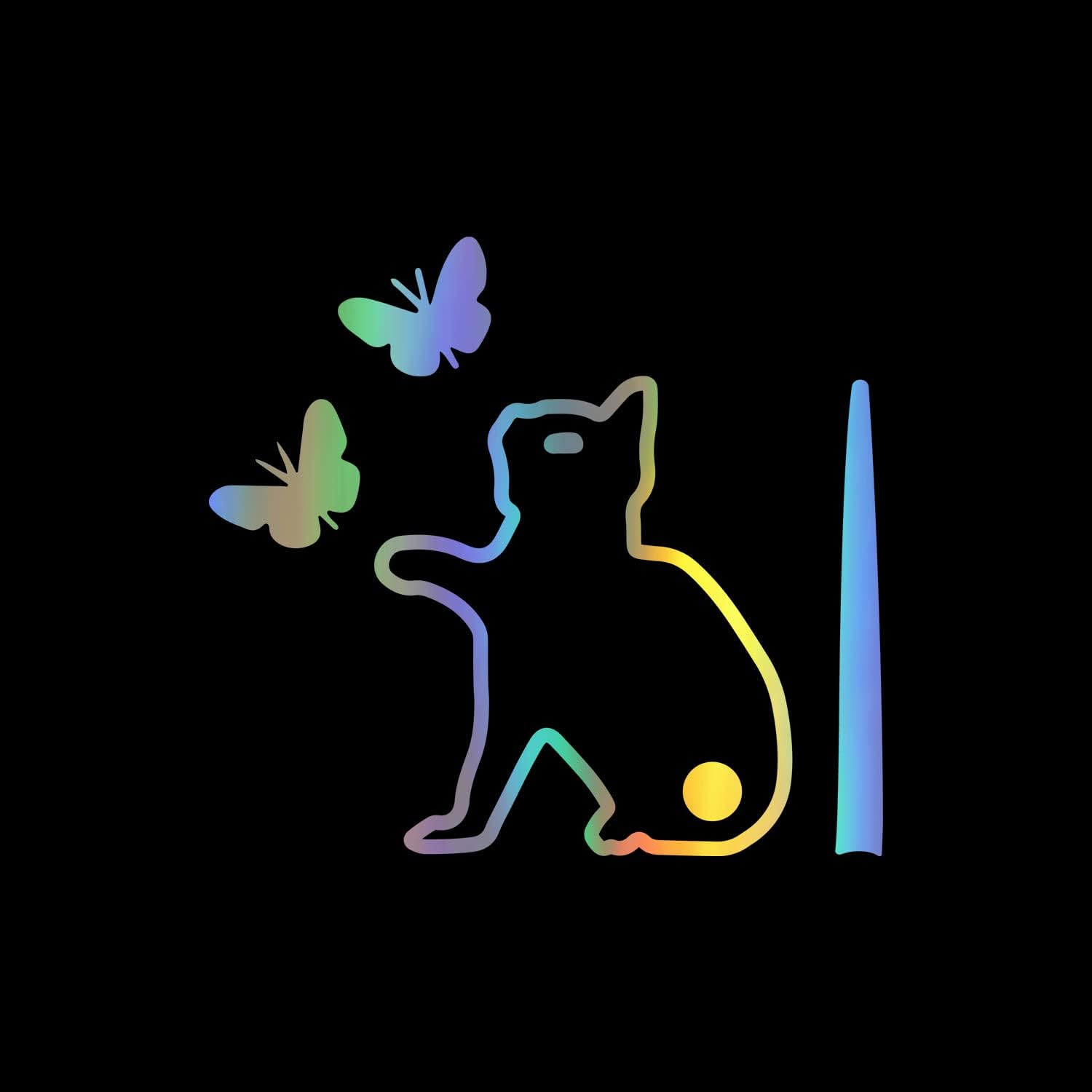 Cute Dog and Cat Rear Wiper Sticker, Nouiroy Funny Puppy and Kitten Waving Tail Decal Stickers Car Rear Window Docoration 3D Art Decal Back Windshield Vinyl Sticker for SUV Rear Wiper (Cat Butterfly Colorful) image number 4