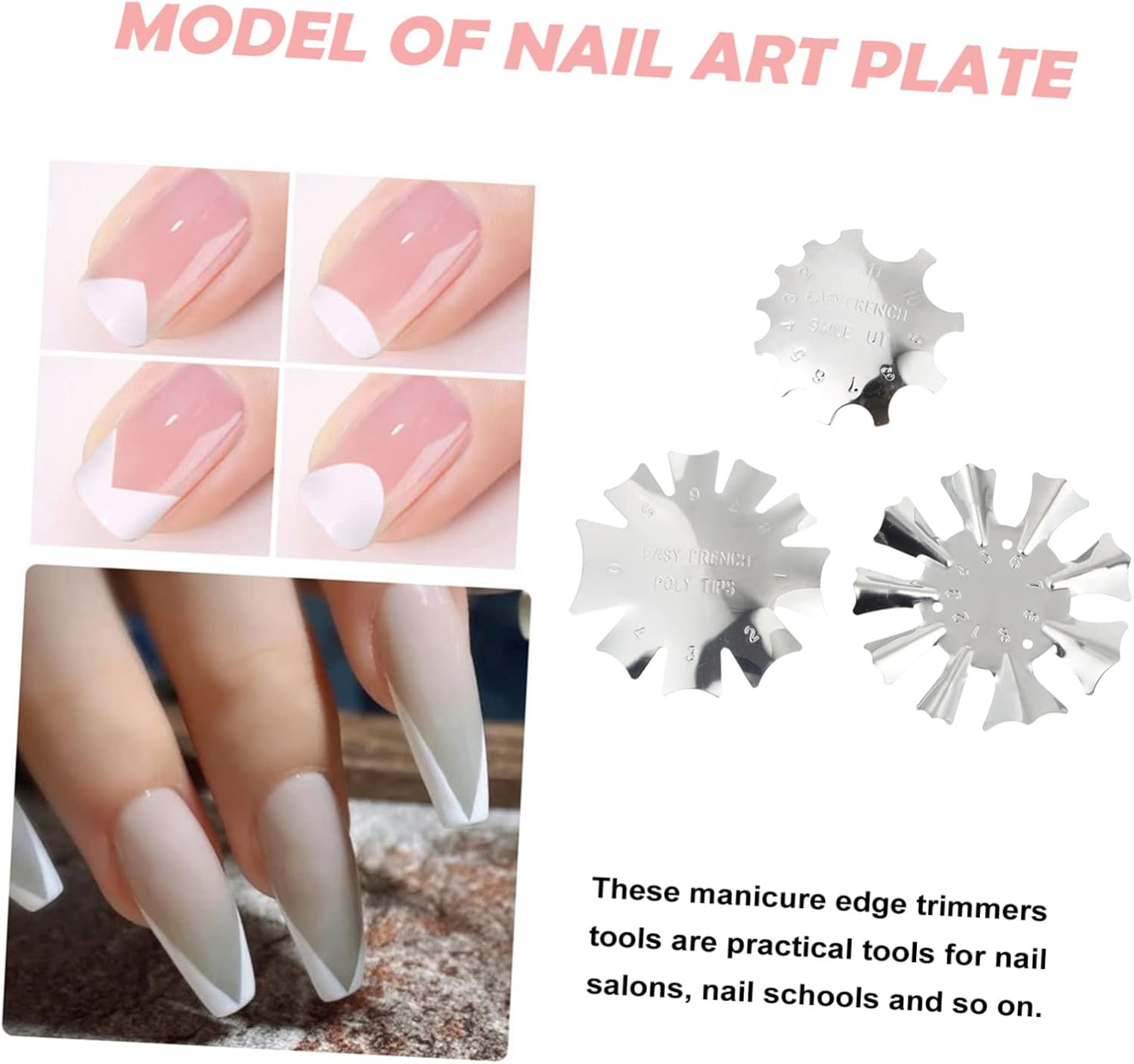 Baluue 3Pcs Nail Art Stencil for Professional Manicure Precision Trimmer for French Tips Easy to Use and Clean Design for Nail Shapes image number 3