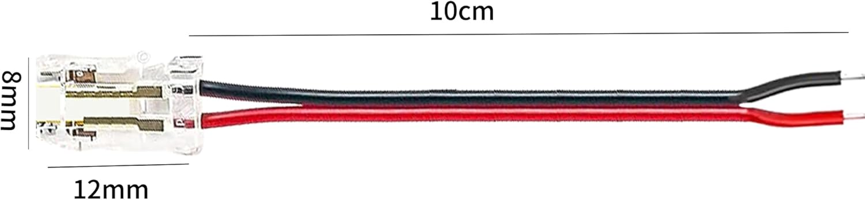 Clearhill 8Mm 2Pin 20Pcs Press-In Assembly COB Led Strip Connectors,Ultra Slim,Strip to Wire Connectors + 10Cm Cable for Single Color 5V/12V/24V Light Strips,Transparent Terminal,Safe Connection. image number 6